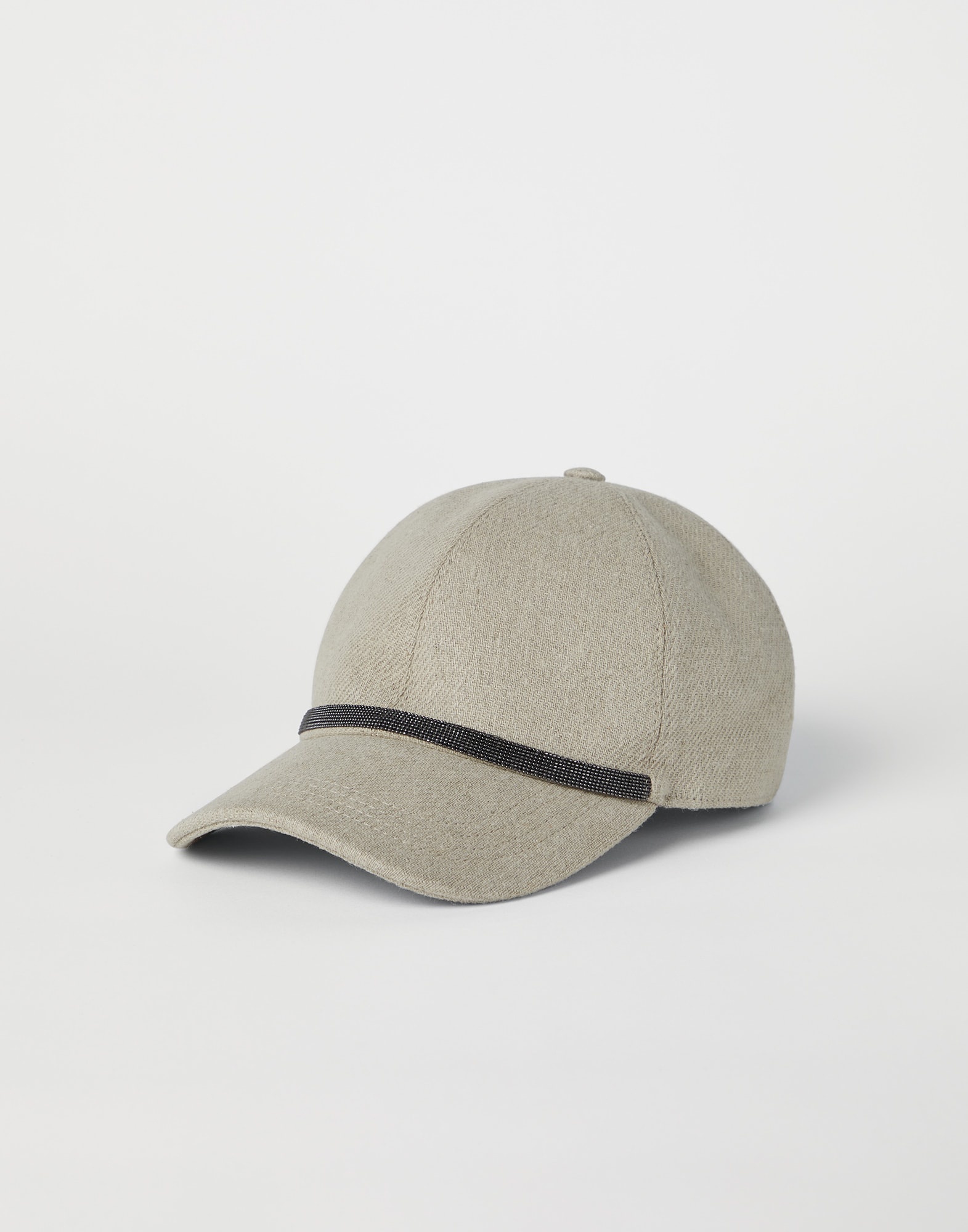Linen and cotton gabardine baseball cap with shiny band - 1