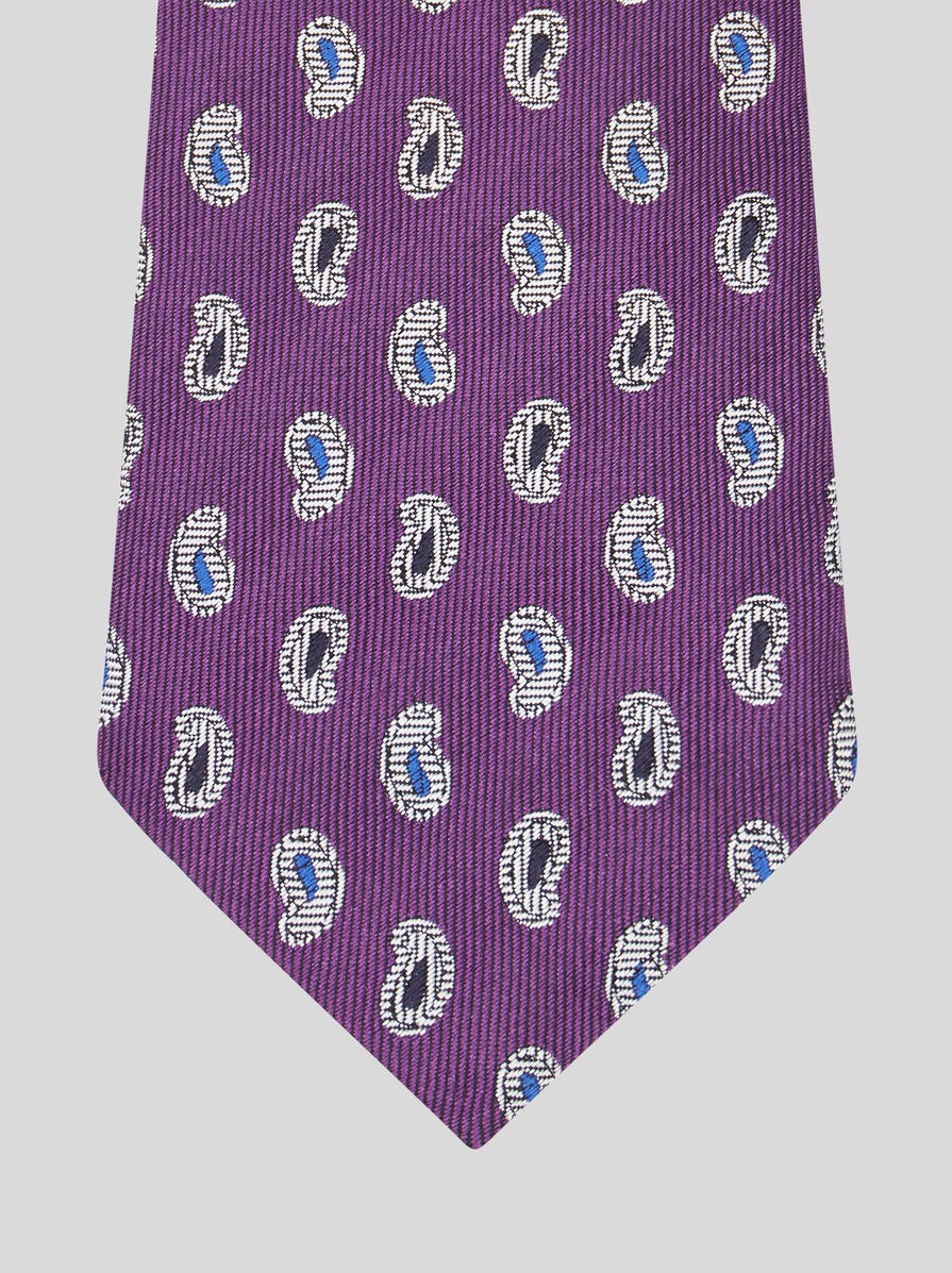MICRO PAISLEY JACQUARD SILK TIE - 3