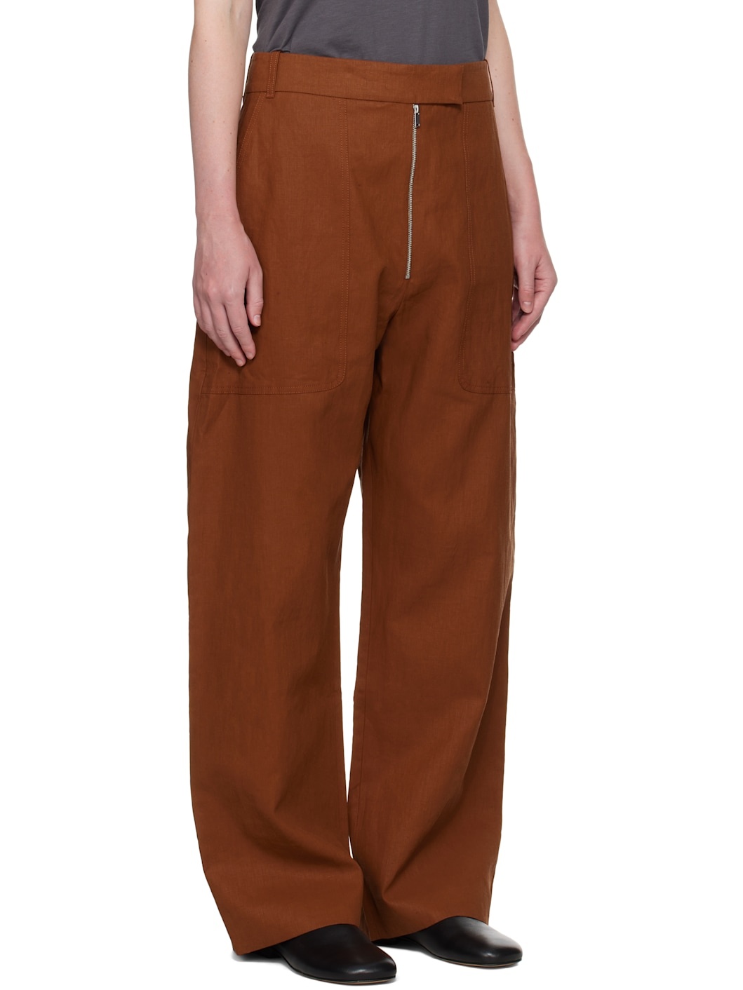 Brown Pravin Linen Trousers - 2