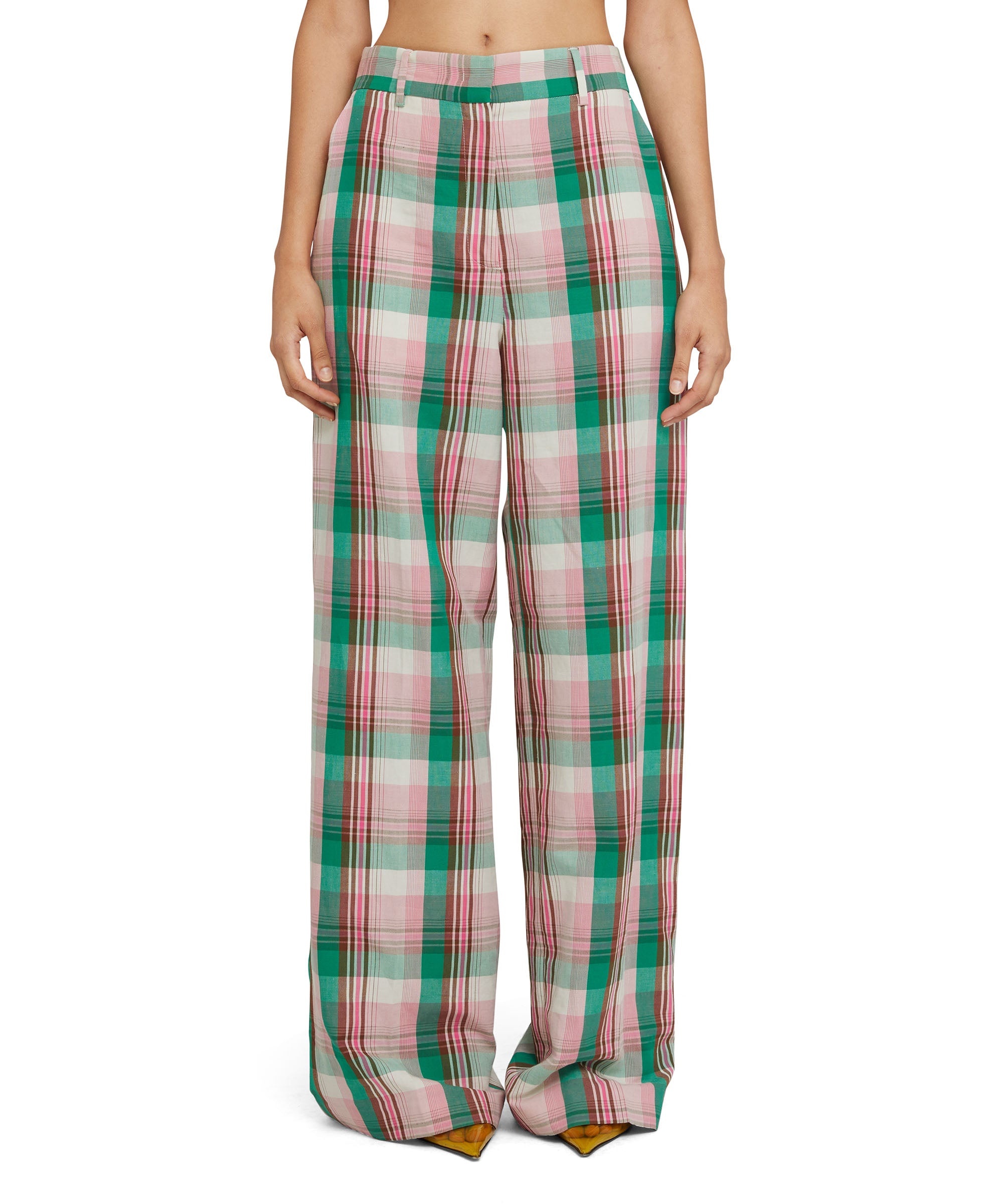 Madras linen tailored pants with straight legs - 3