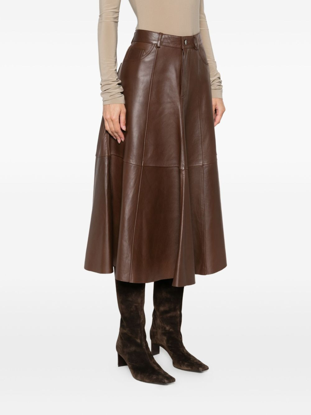 Serenity leather midi skirt - 3