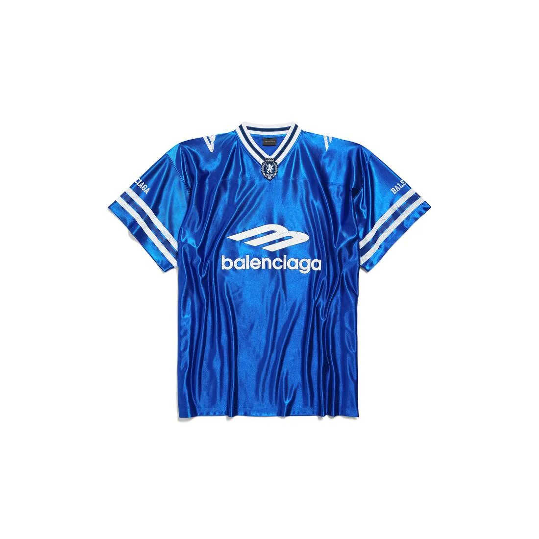 Men's 3b Football V-neck T-shirt Oversized in Royal Blue/white - 1