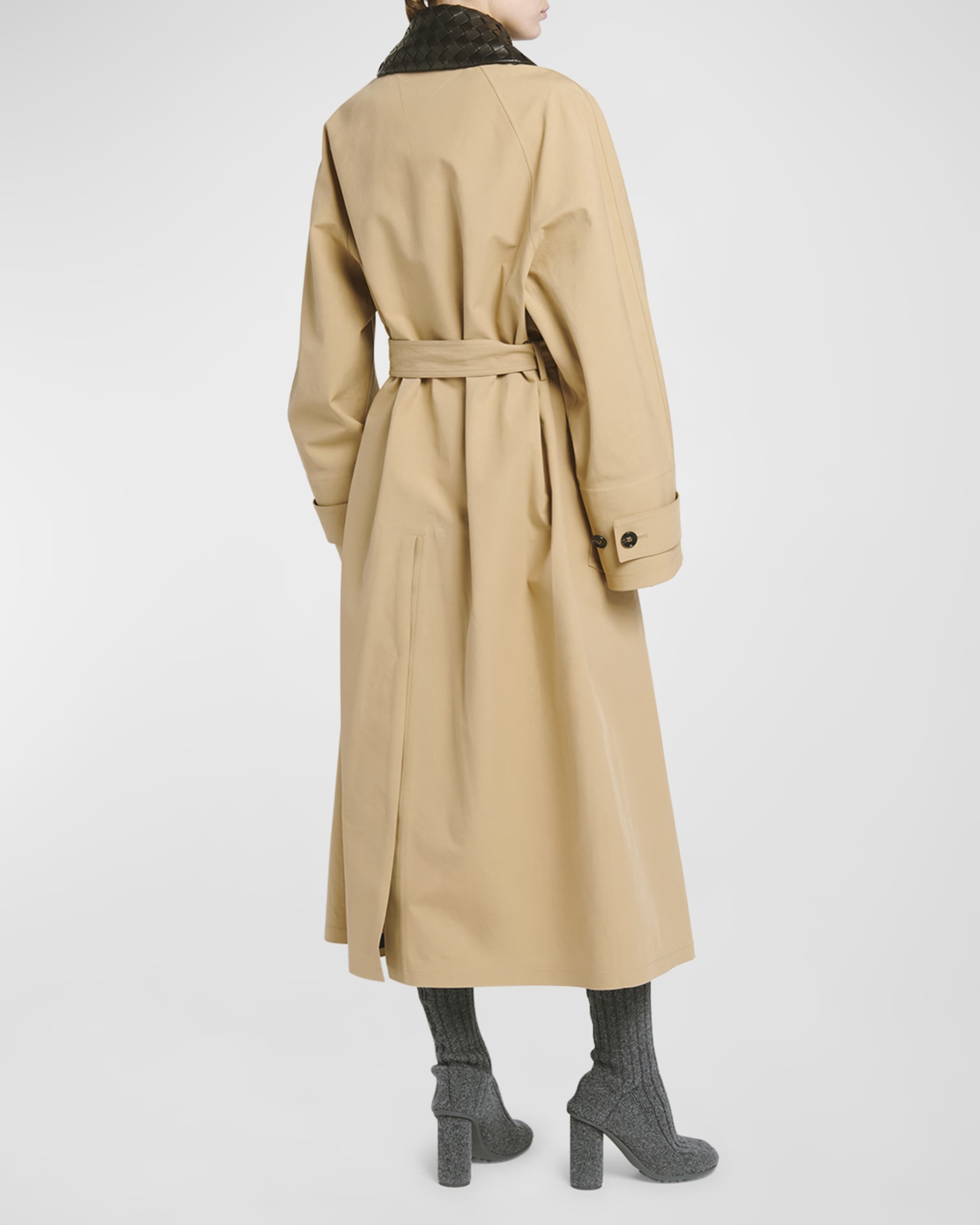 アウターその他 BOTTEGA VENETA Belted trench coat beige Bottega Veneta Belted leather-trimmed cotton-garbardine