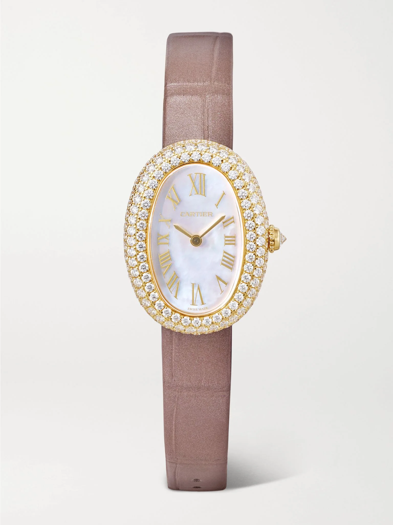 Baignoire 31.4mm small 18-karat gold, alligator and diamond watch Gold - 1