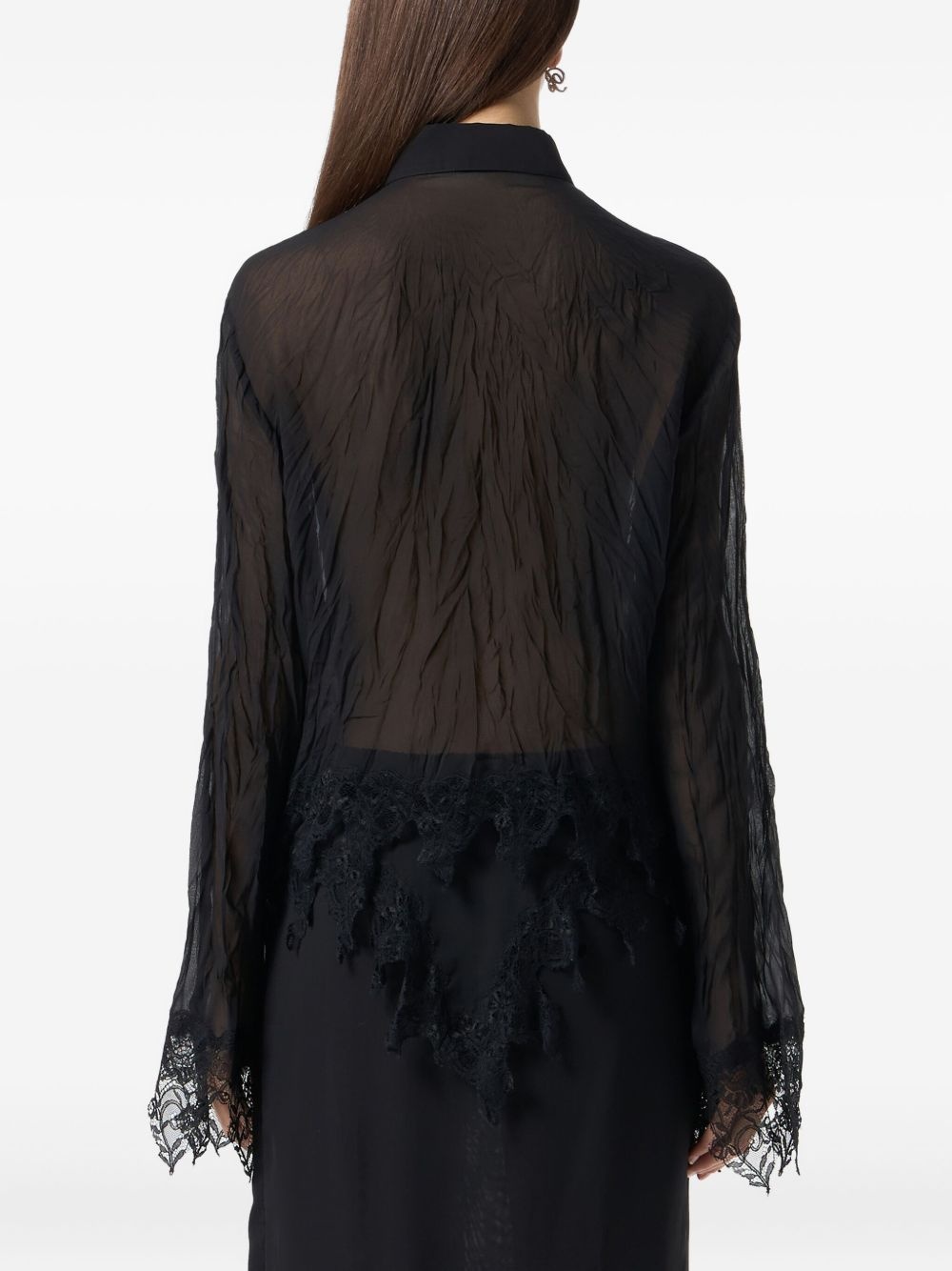sheer lace-detail shirt - 5