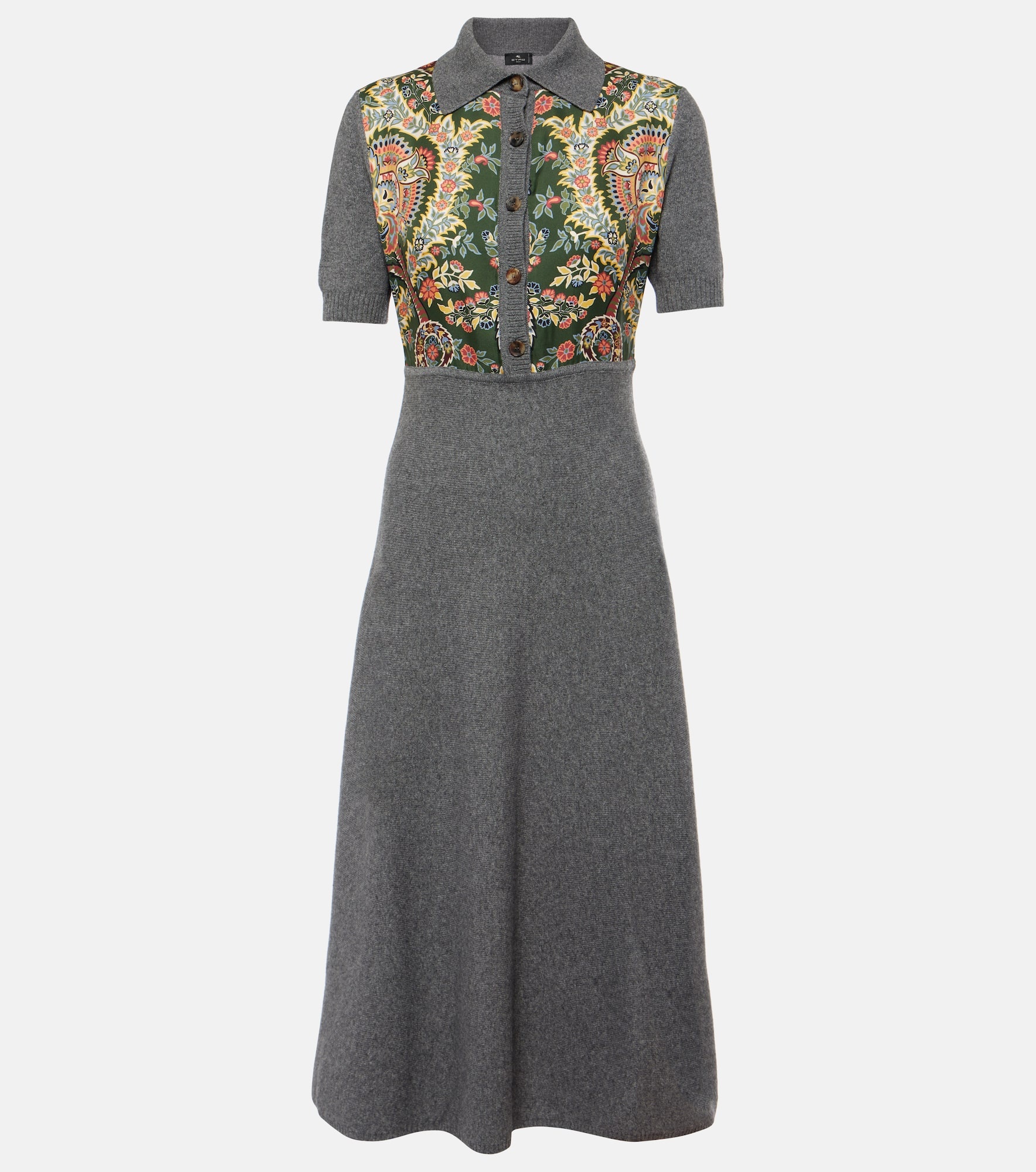 Paisley silk-trimmed polo dress - 1