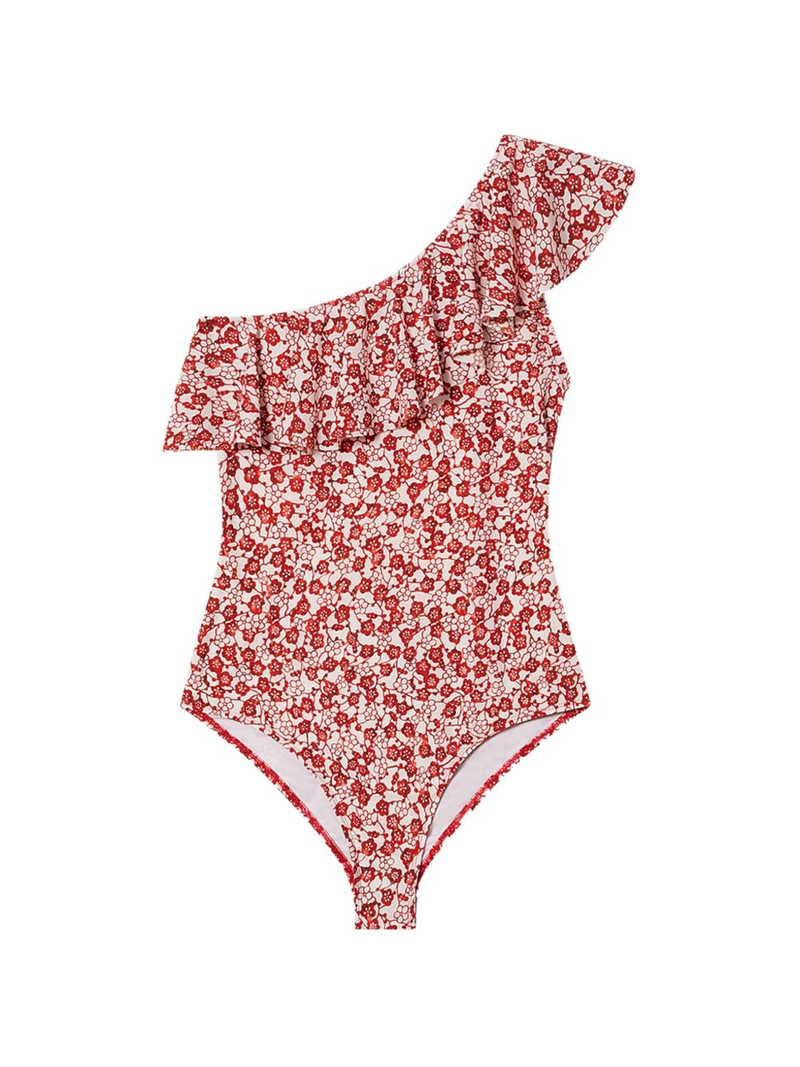 Sicilya floral-print ruffled swimsuit 1