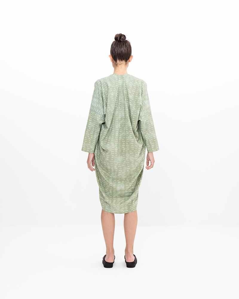 RUANA KHADI DRESS L/S IRIS GREEN - 4