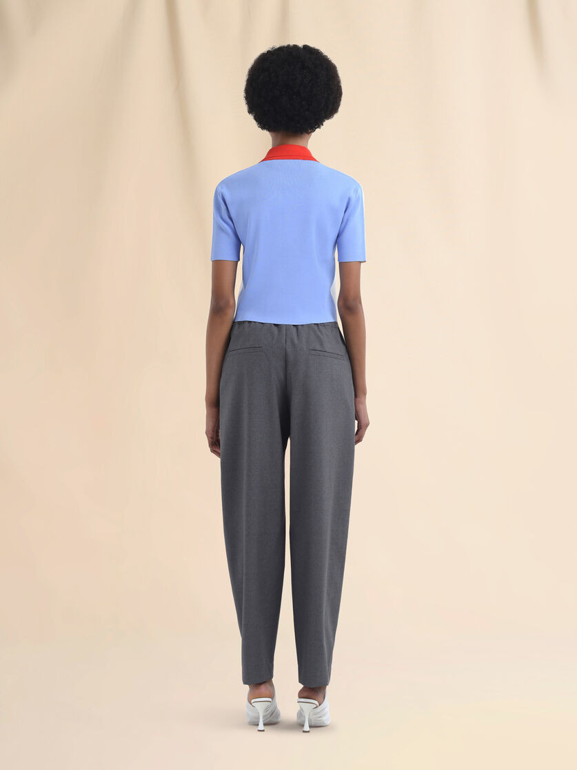 STRAIGHT GRAY WOOL TROUSERS WITH MARNI SYMBOL - 3