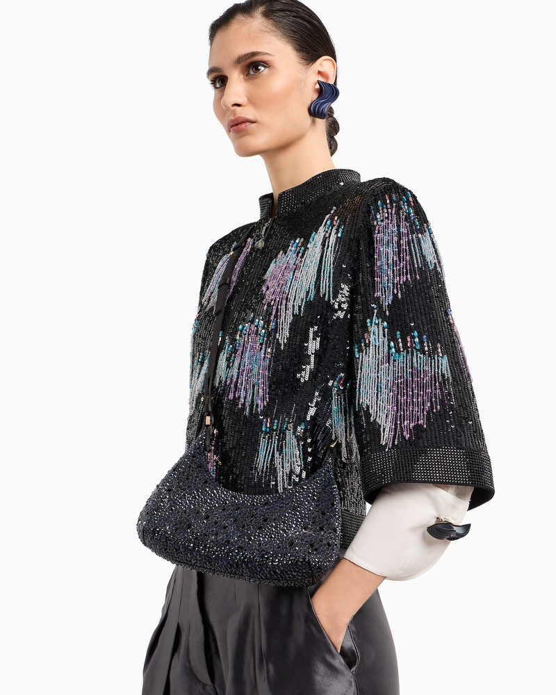 La Prima satin and rhinestone mini hobo bag 7