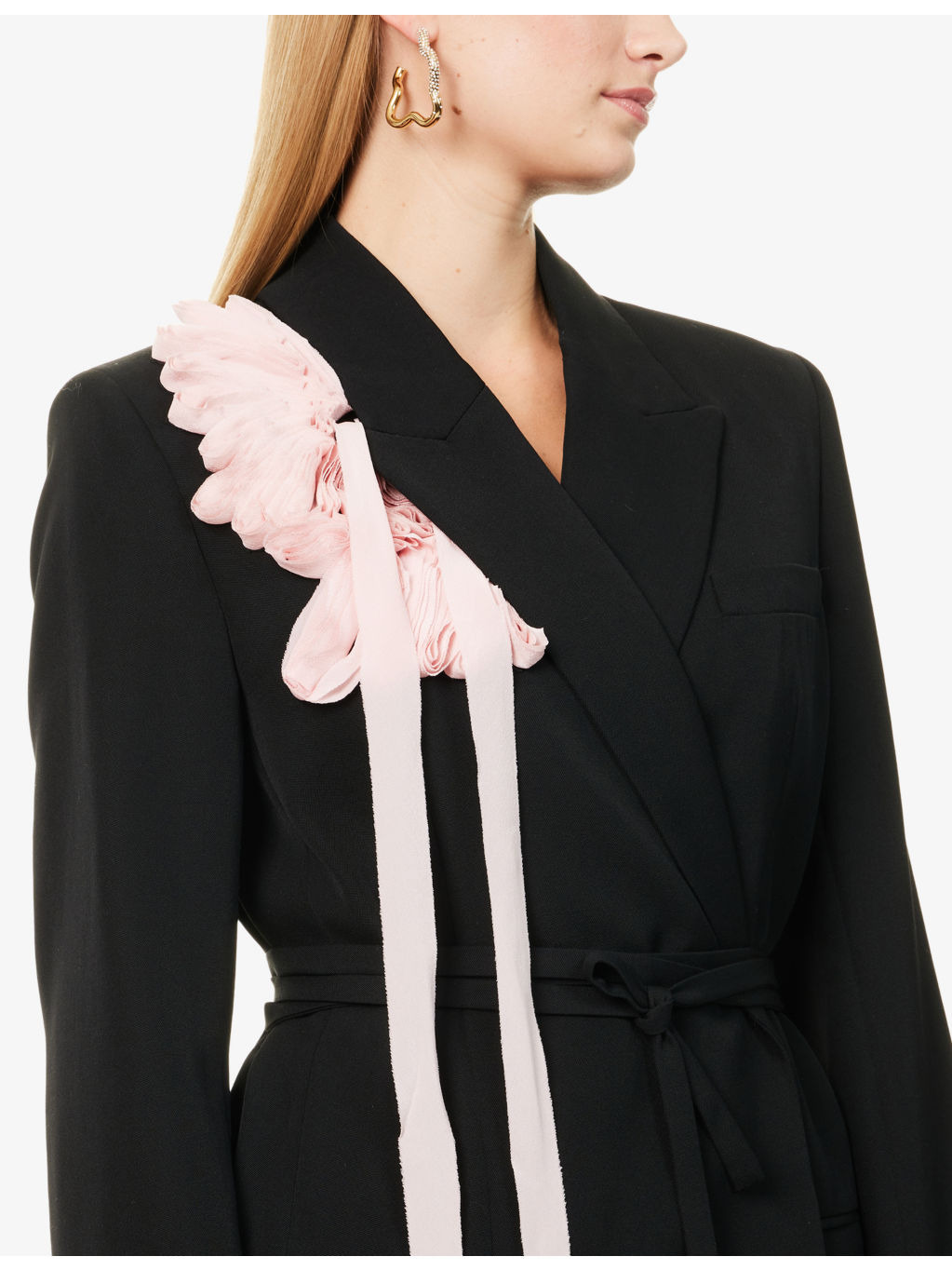Single-Breasted Belted Wool Blazer - 5