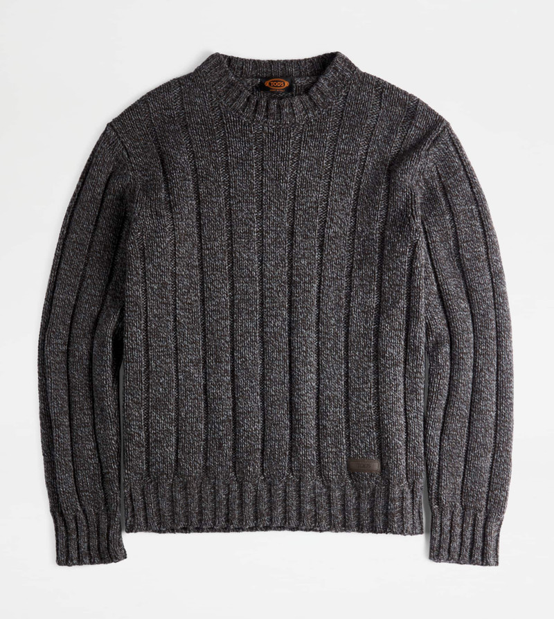 ROUND NECK JUMPER IN WOOL - GREY 1