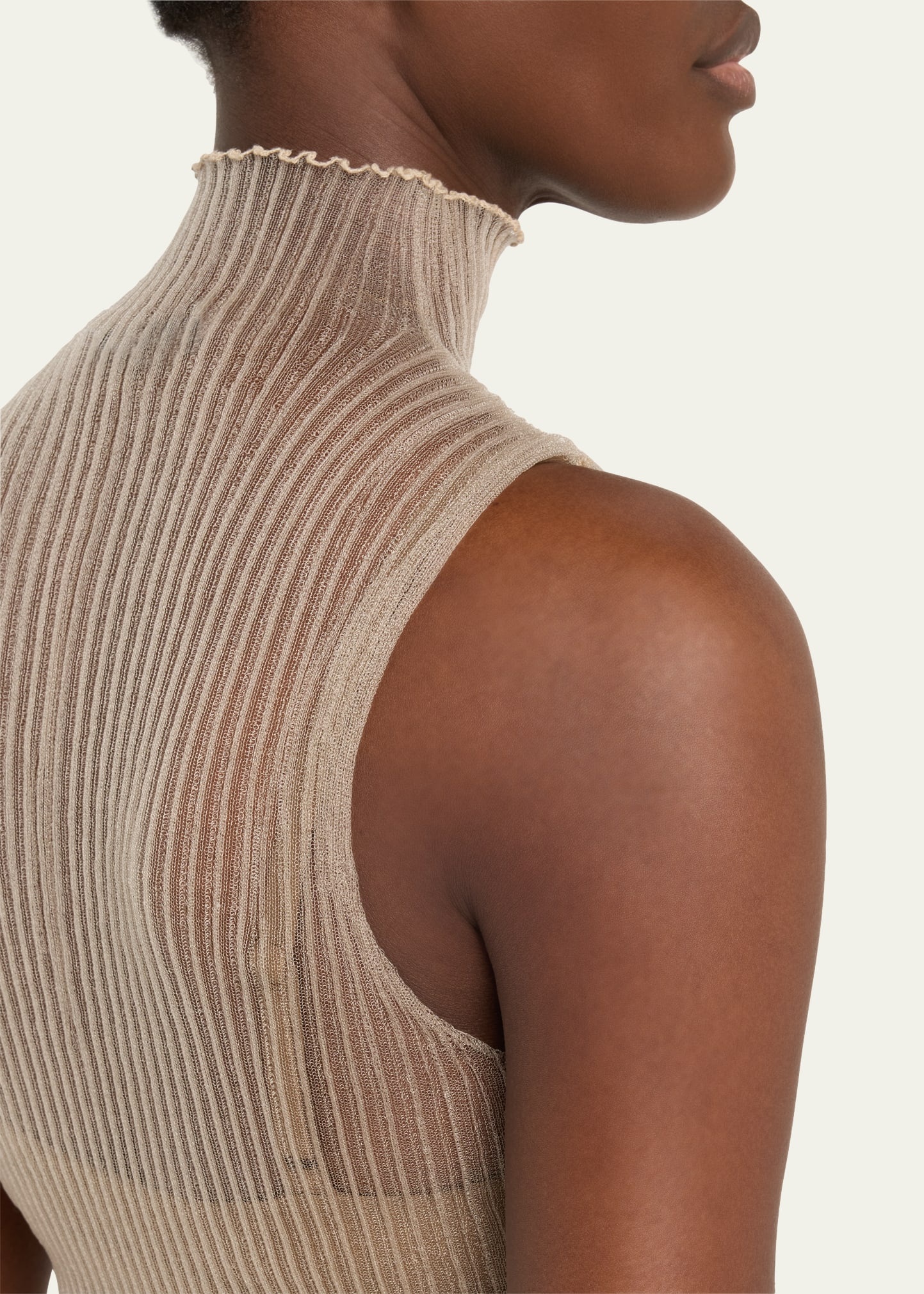 Sleeveless Modern Mist Sheer Turtleneck - 4