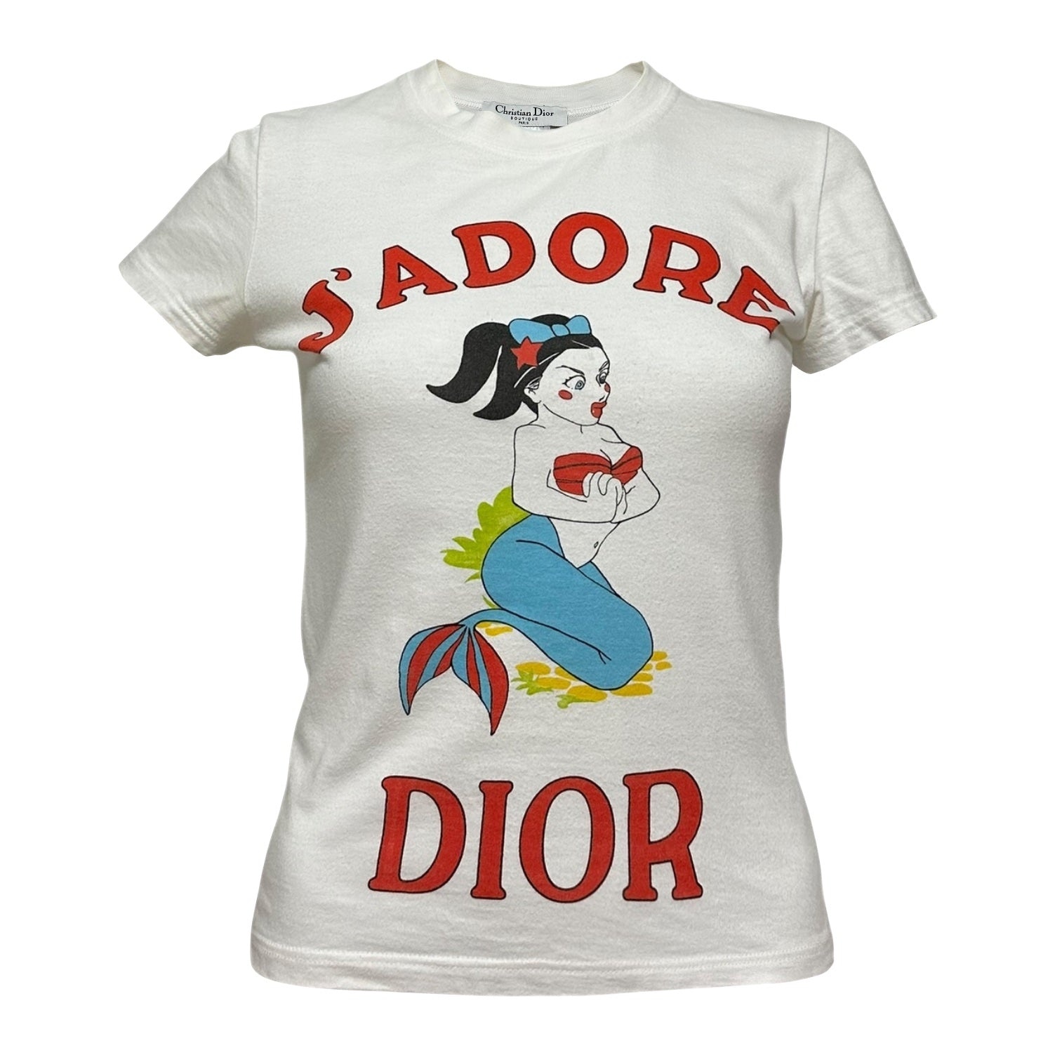 CHRISTIAN DIOR Spring Summer 2002 Cartoon "J'ADORE DIOR" Mermaid T-Shirt - 1