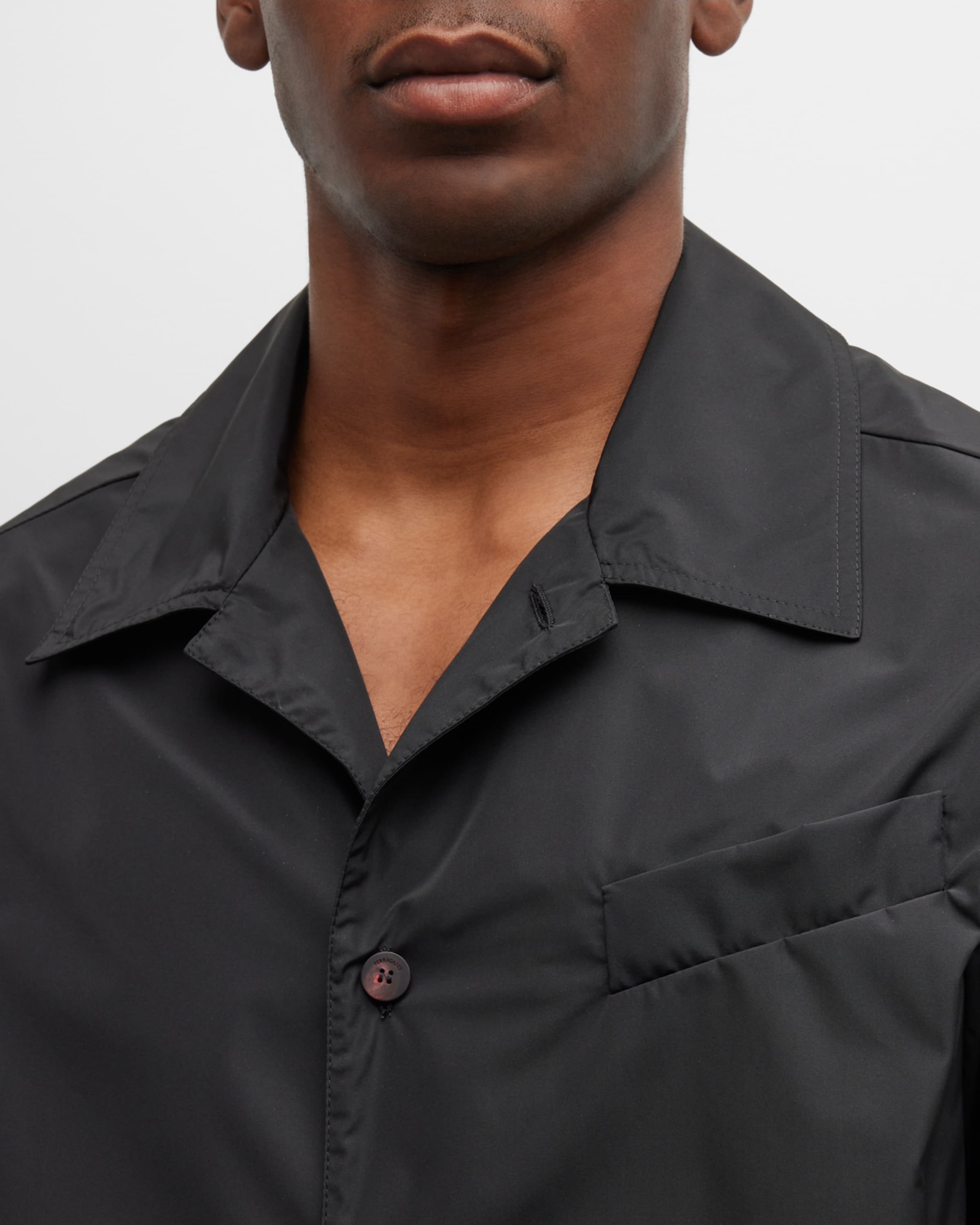 Men's Solid Taffeta Camp Shirt - 6