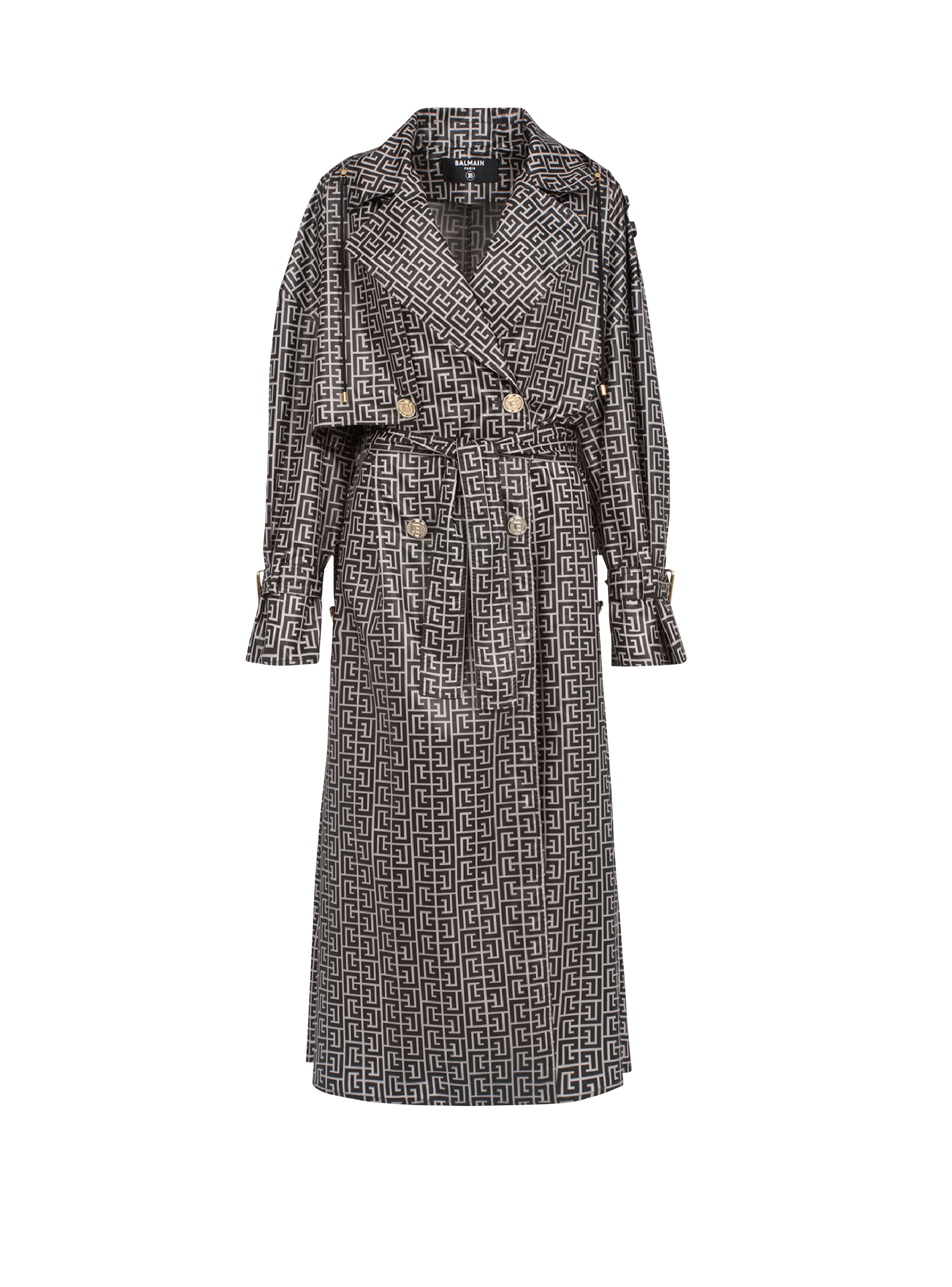 Balmain print monogram trench coat - 1