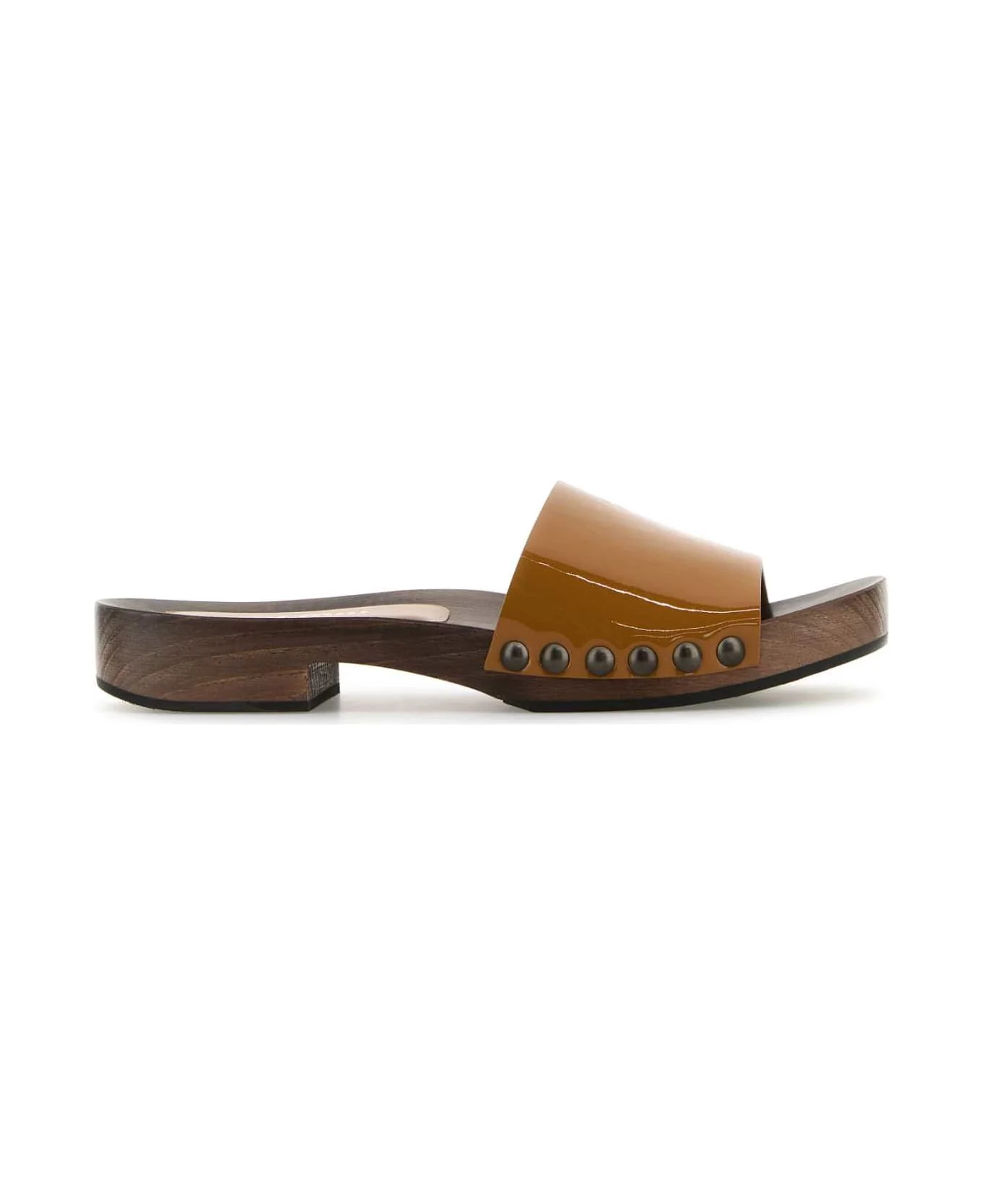 Camel Leather Clogs - 1