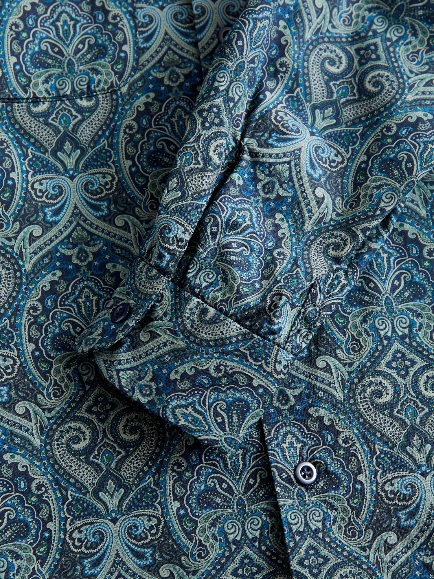 Classic Shirt in Navy Cotton Paisley Print - 6