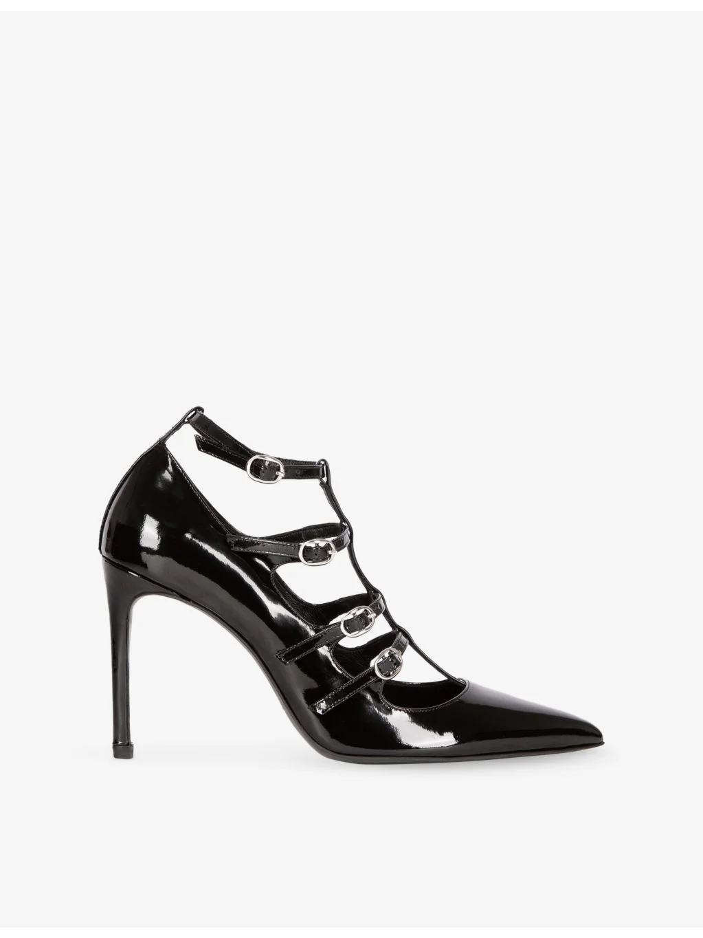Caged Patent-Leather Heeled Pumps - 1