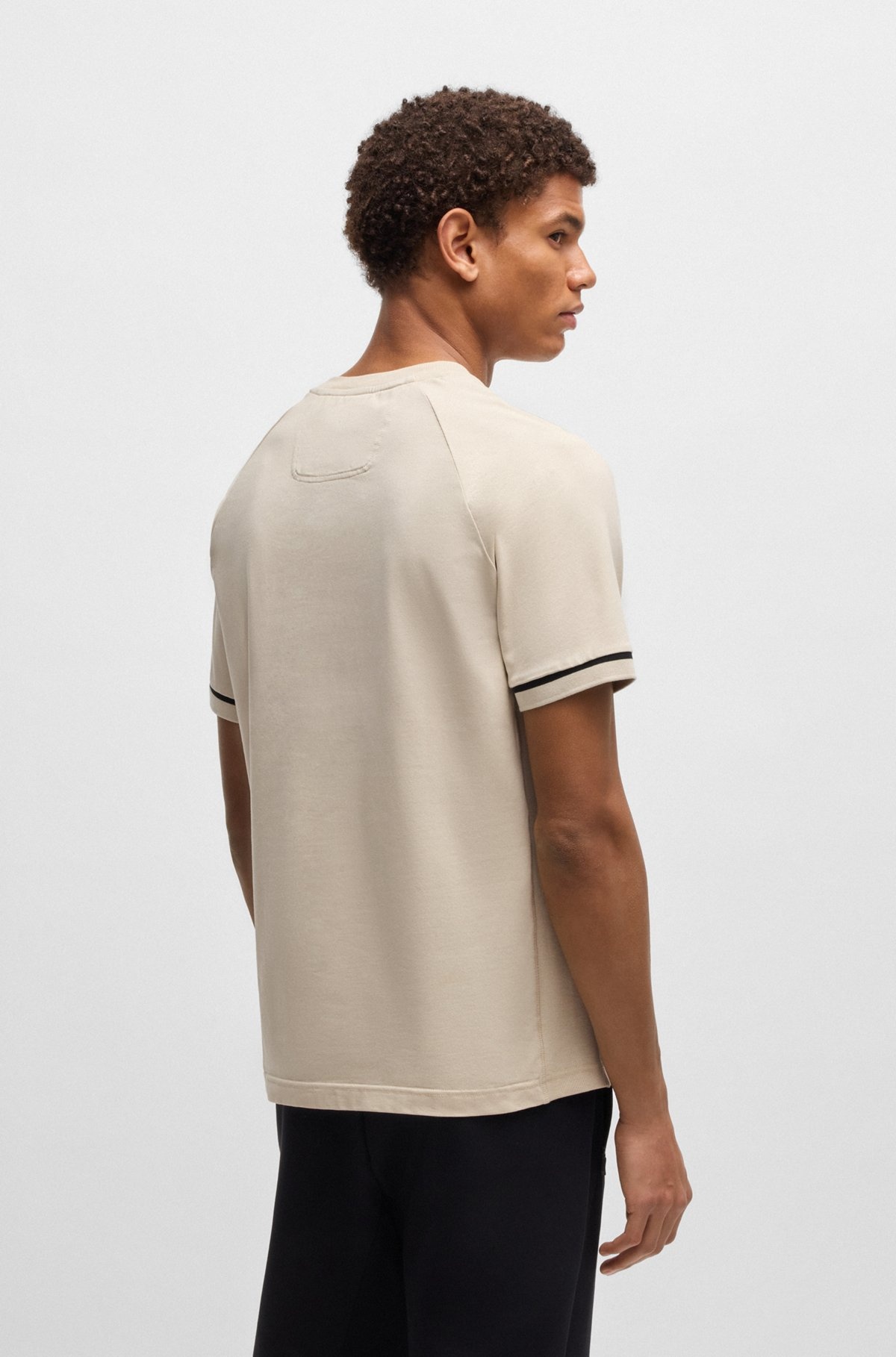 STRETCH-COTTON T-SHIRT WITH LOGO BADGE - 5