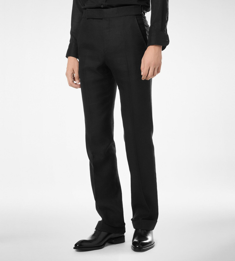 WOOL SILK LINEN SHARKSKIN PANT 4