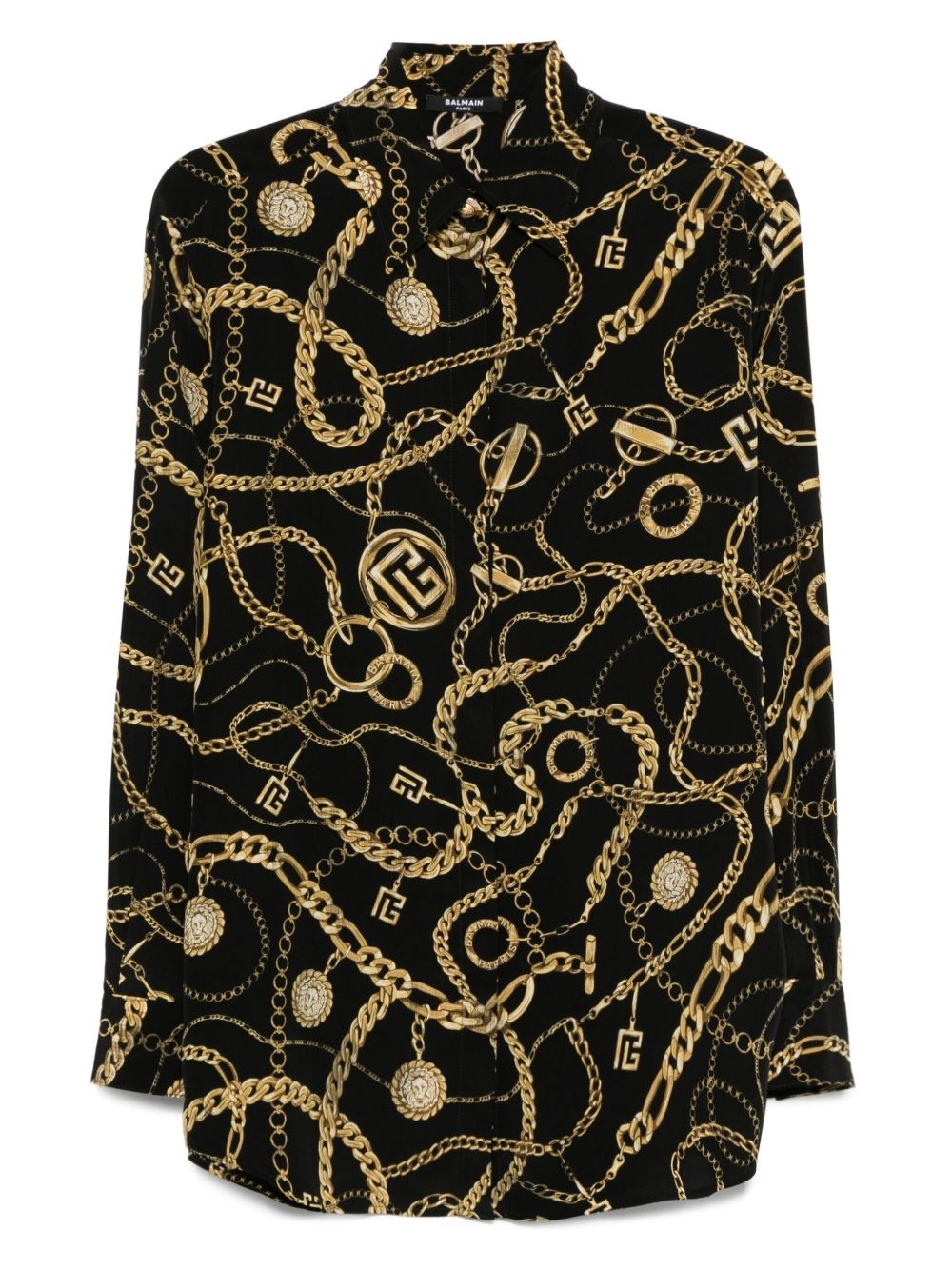 chain-print silk shirt - 1