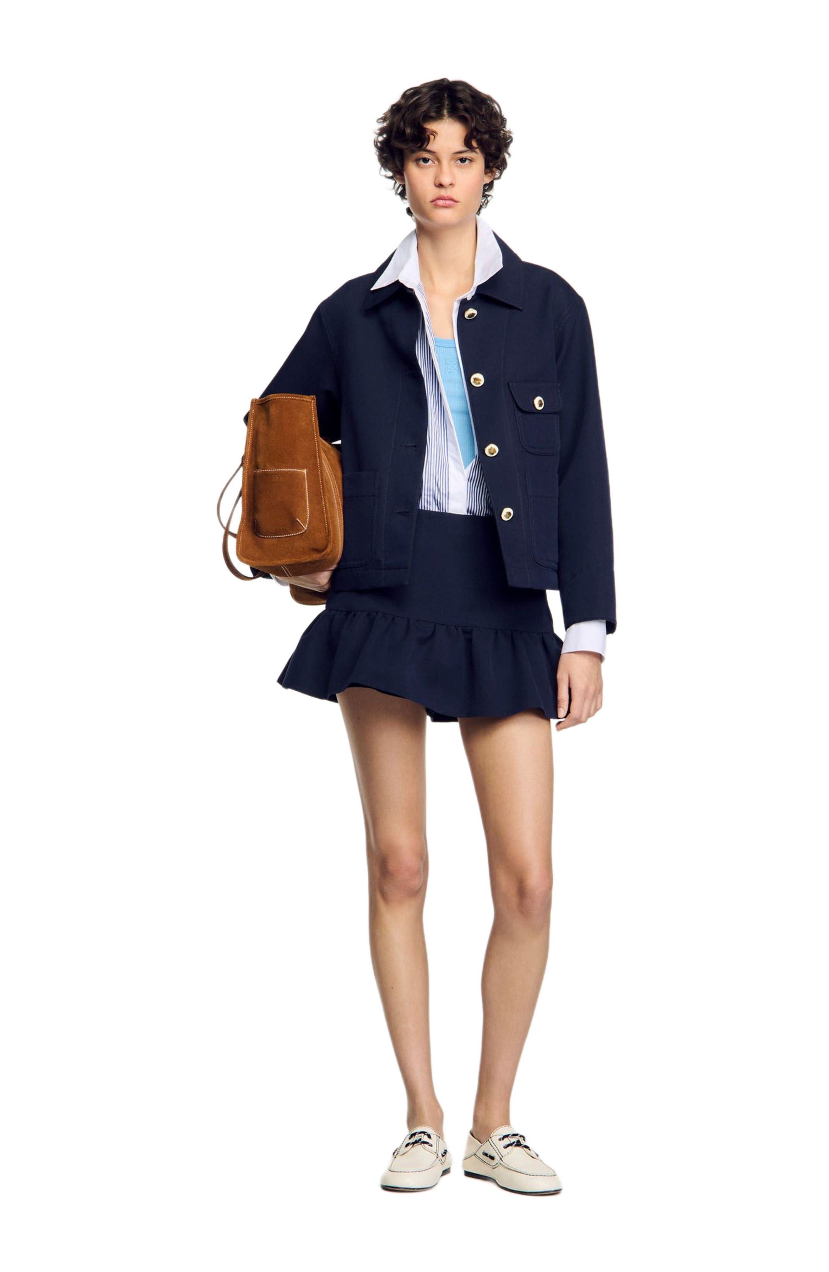 SANDRO Jacket with officer buttons in Navy Blue at Nordstrom - 6