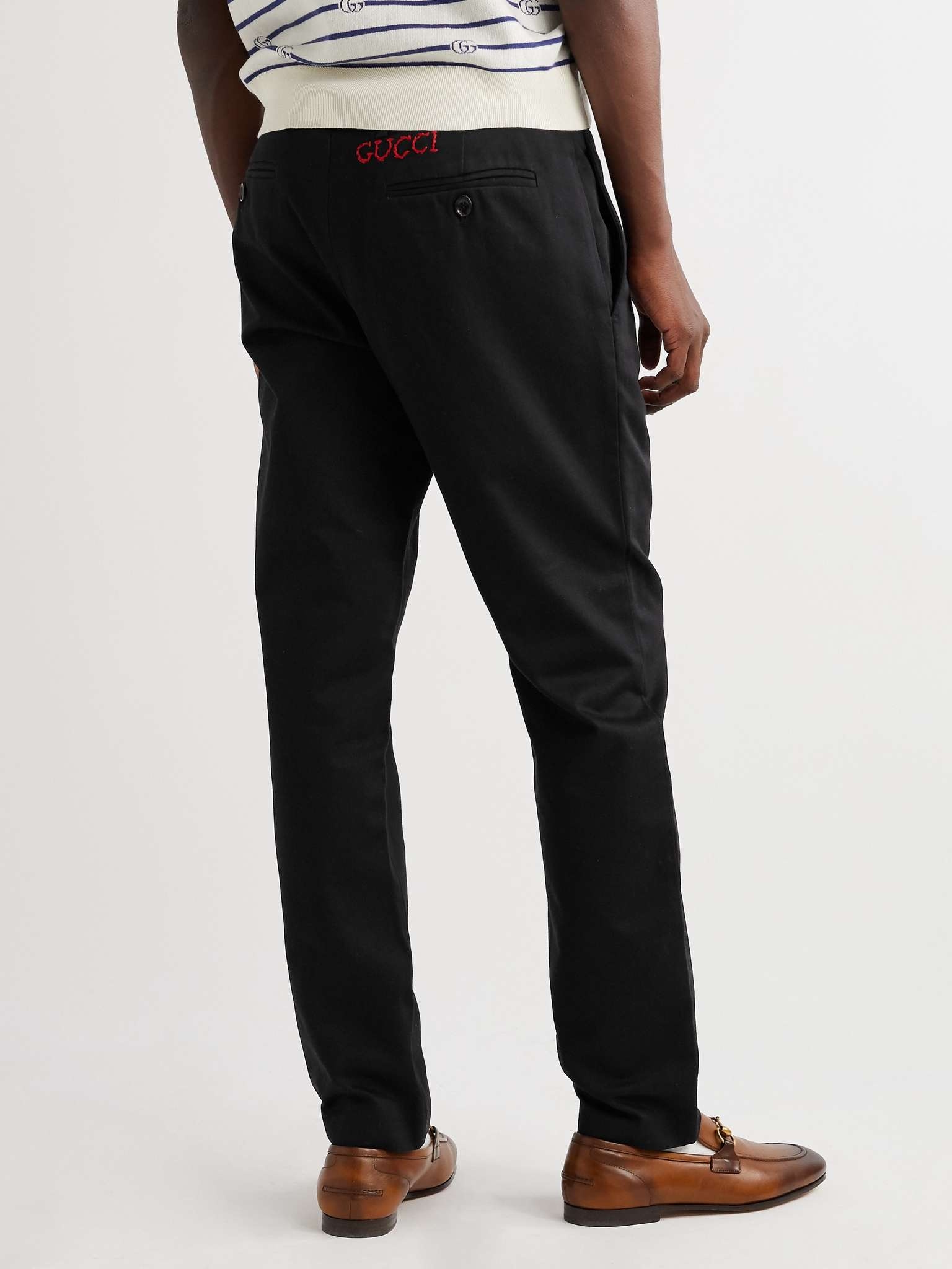 Slim-Fit Logo-Embroidered Cotton-Drill Trousers - 4