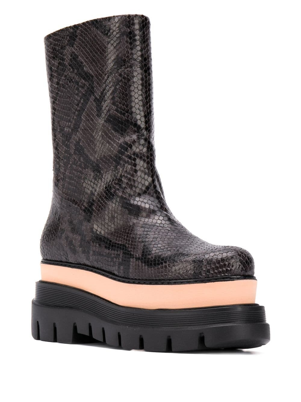 snakeskin-pattern platform boots - 2