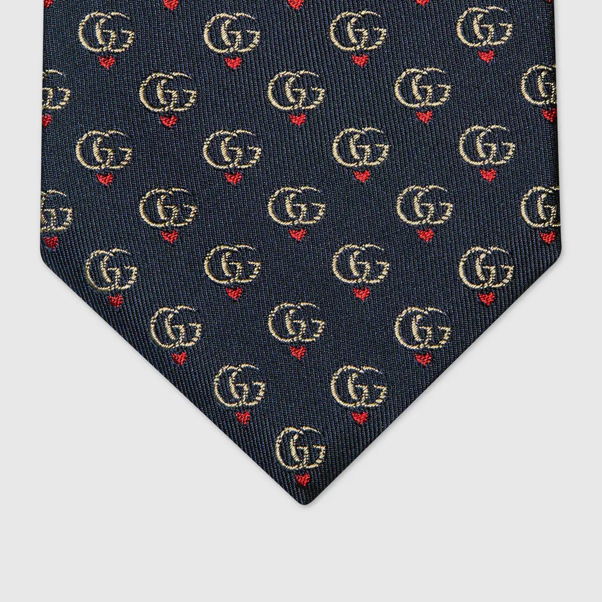 Double G and hearts silk tie - 3