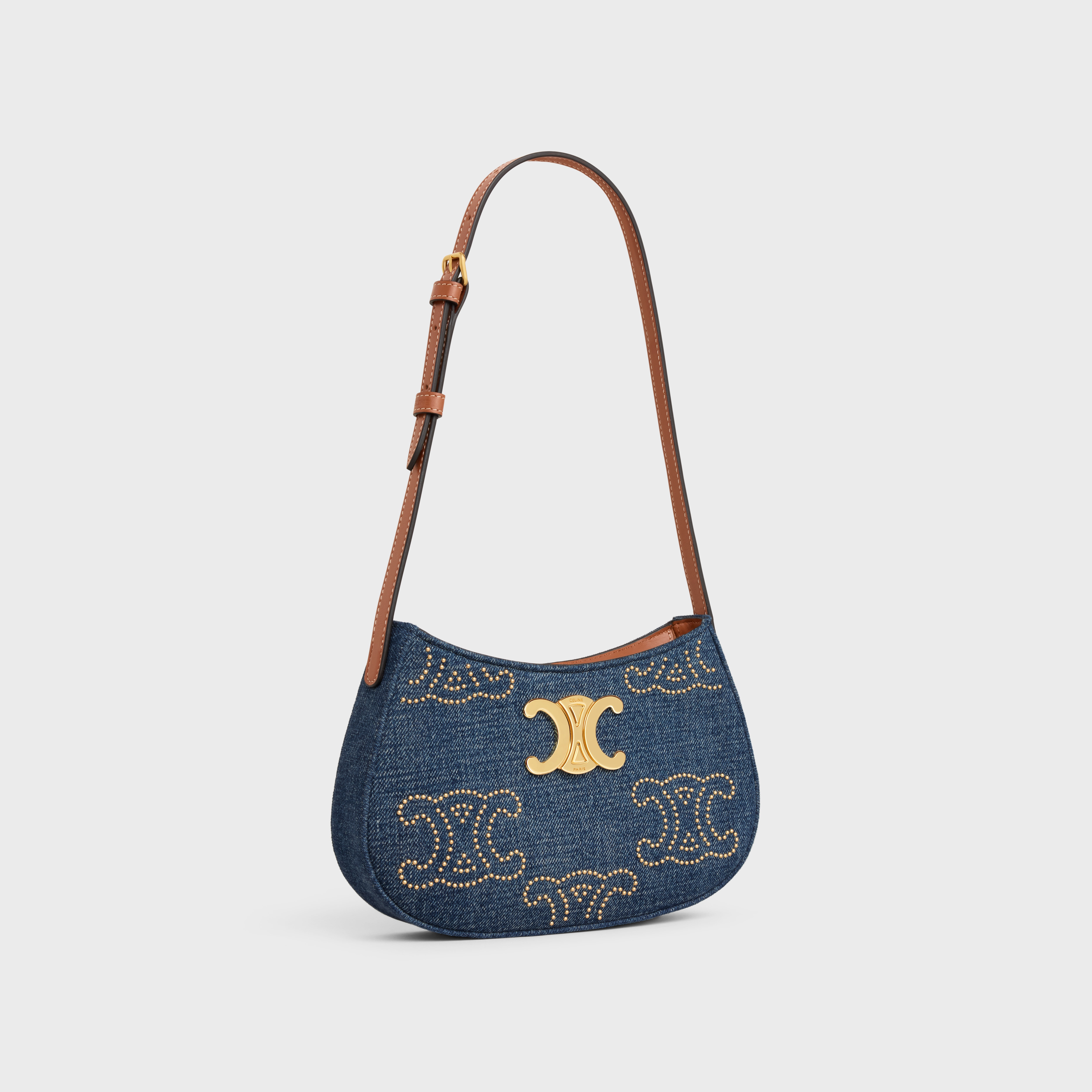 MEDIUM TILLY BAG in DENIM WITH TRIOMPHE STUDS AND CALFSKIN - 2