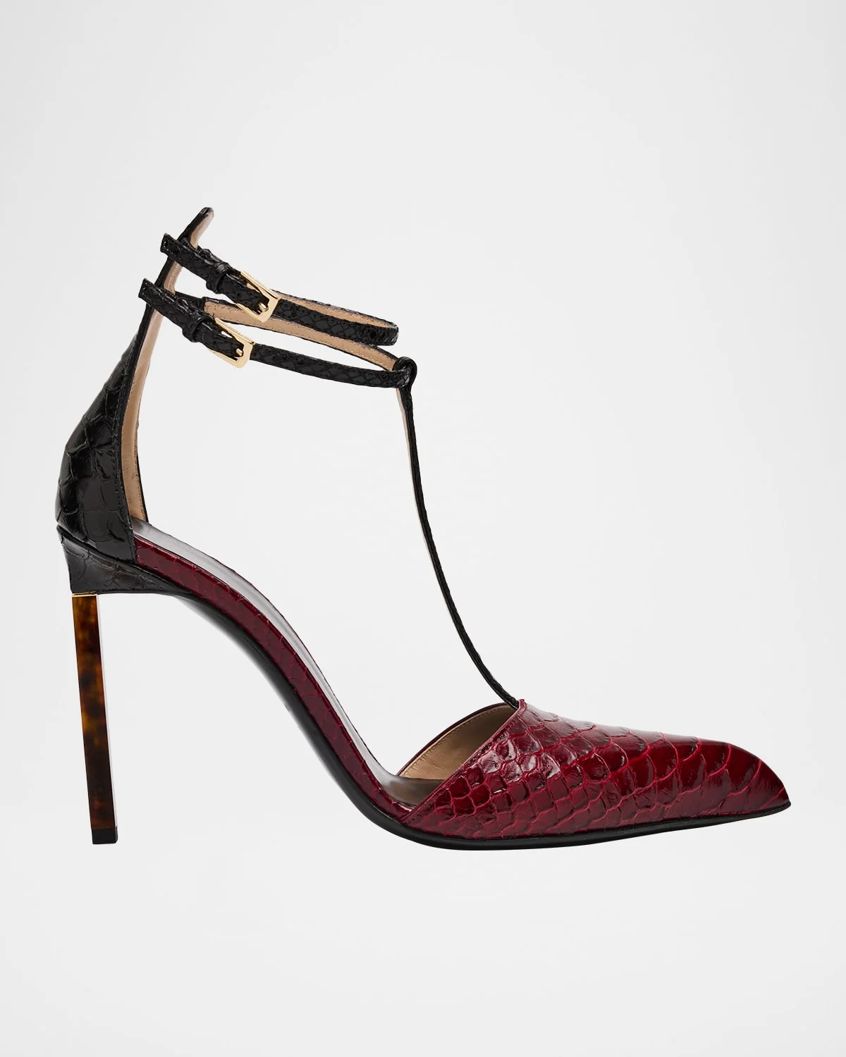 Python-Effect Stiletto T-Strap Pumps - 1
