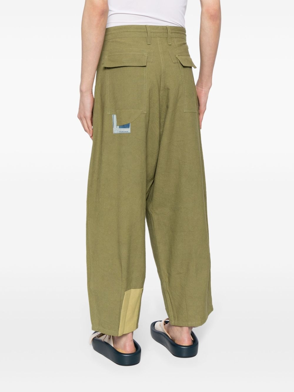 panelled organic cotton trousers - 4