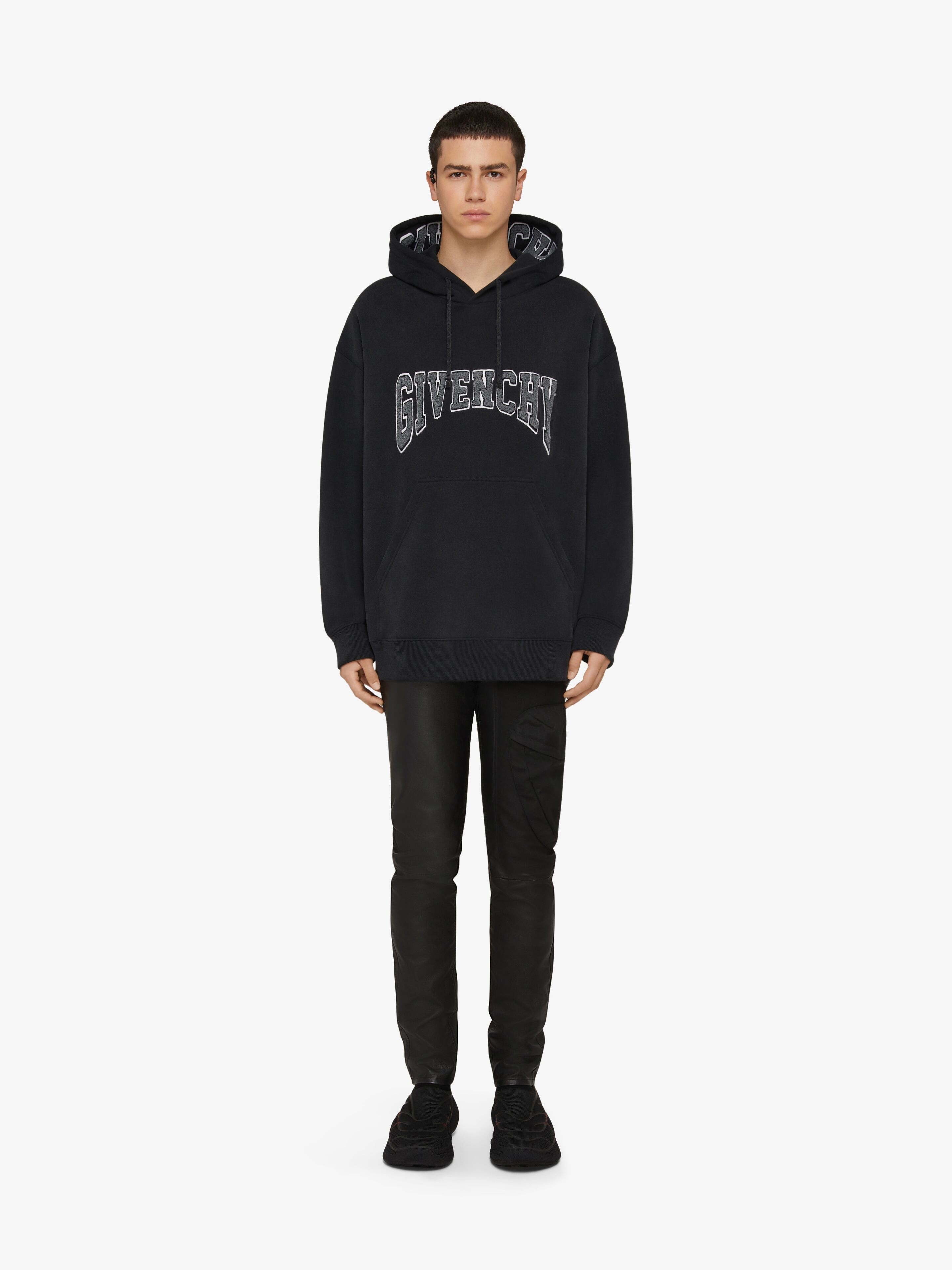 SLIM FIT HOODIE IN FELPA WITH PATCH - 2