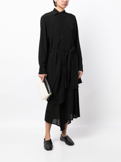 Yohji Yamamoto tied-waist asymmetric shirt outlook