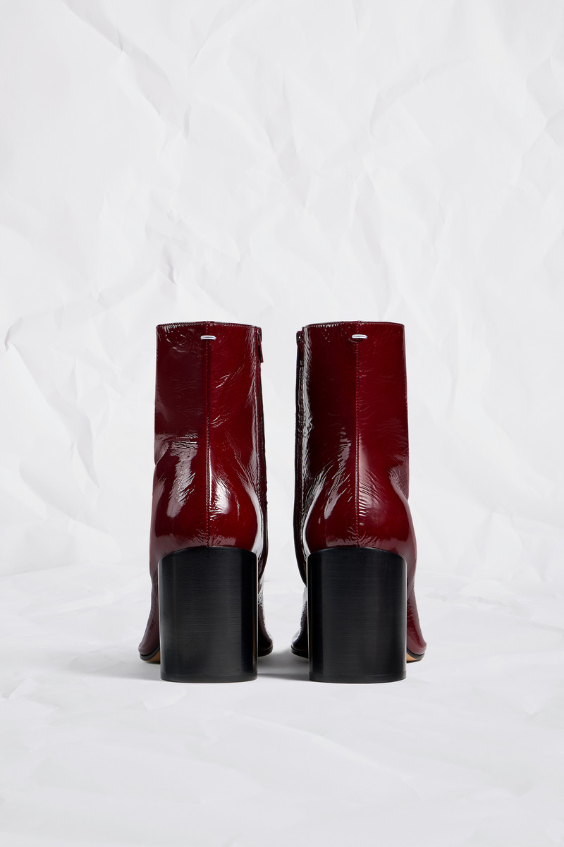 Piped Ankle Boots Suede Patent Leather 6