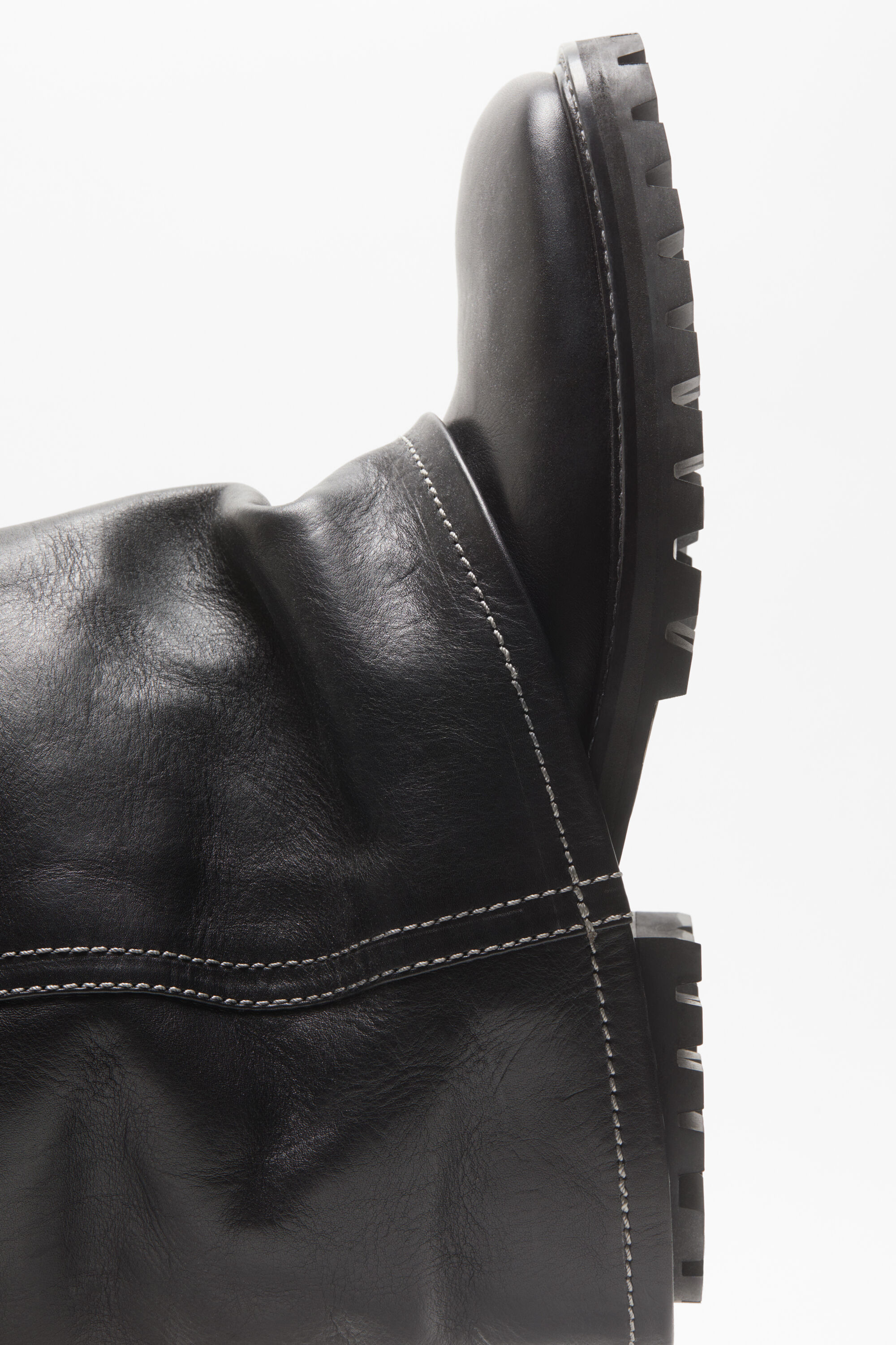 Folded leather boot - Black - 5