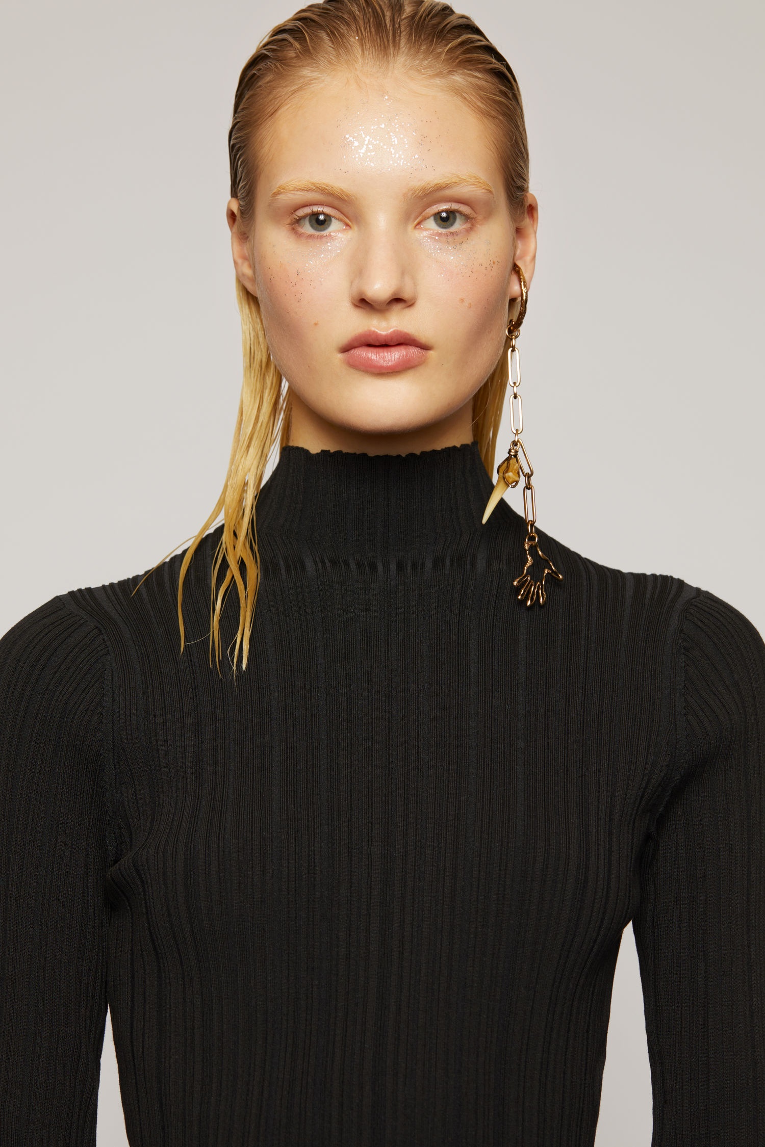 Mock-neck ribbed sweater black - 6