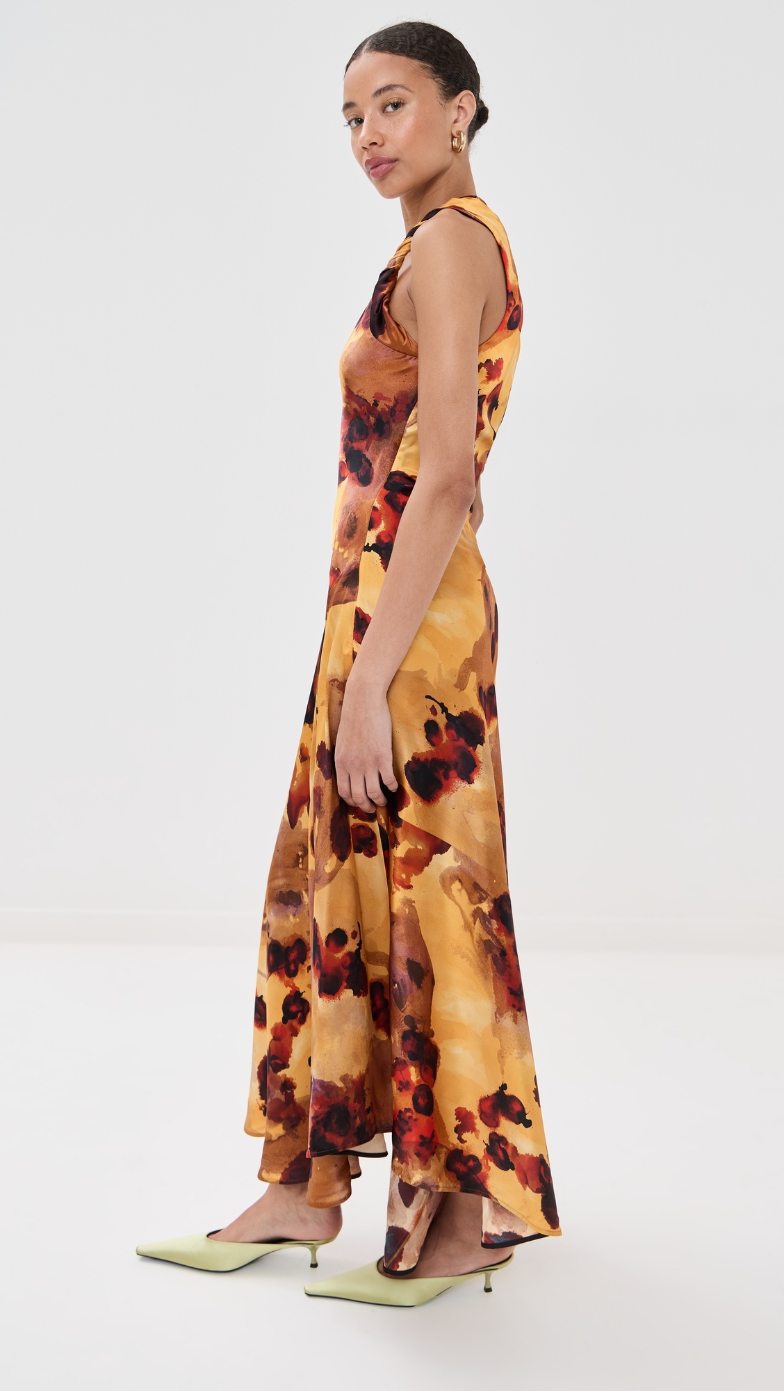 Sleeveless Draped Silk Midi Dress - 3