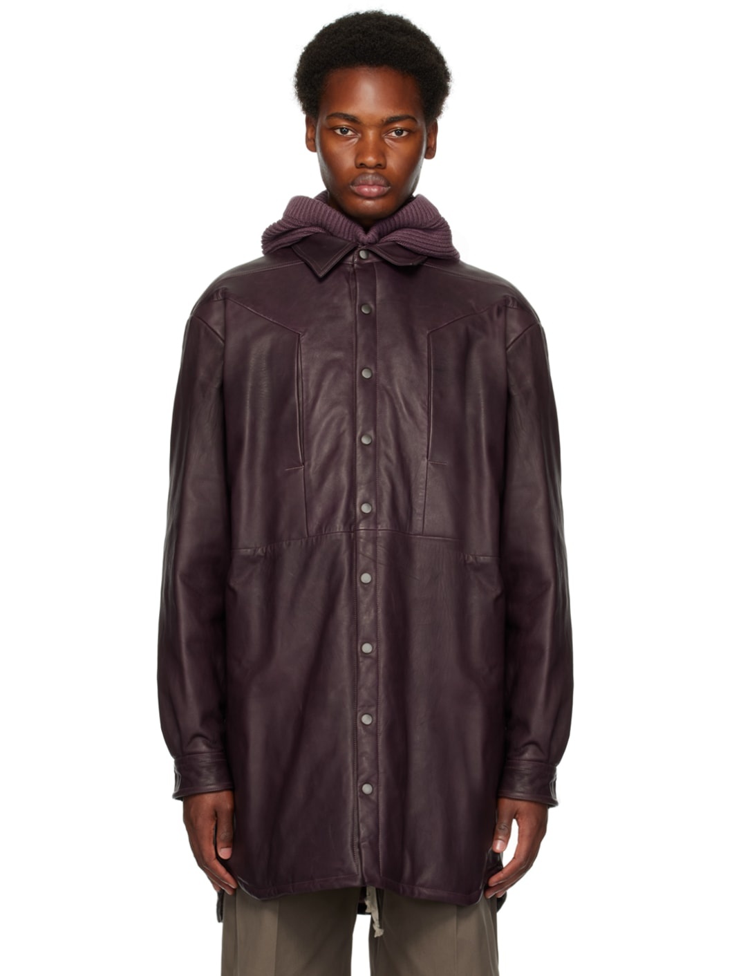 Purple Jumbo Fogpocket Leather Jacket - 1