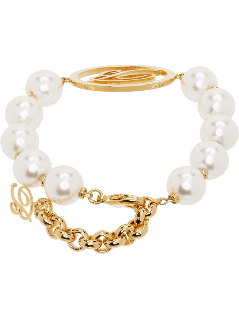 Blumarine White & Gold Faux-Pearl Bracelet outlook