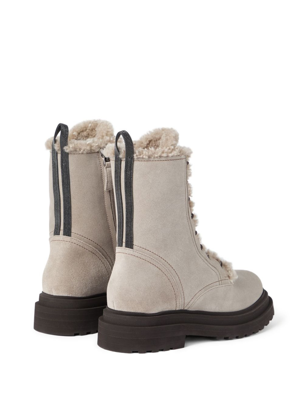 lace-up shearling boots - 4