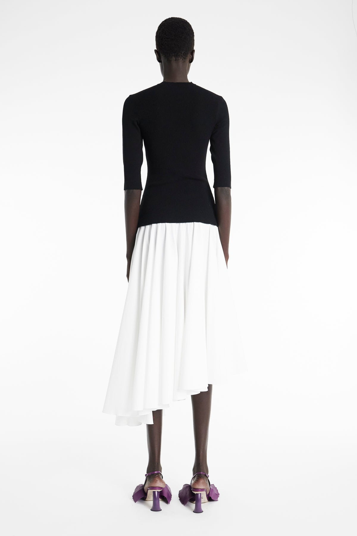 KNIT TOP DRESS BLACK WHITE - 3
