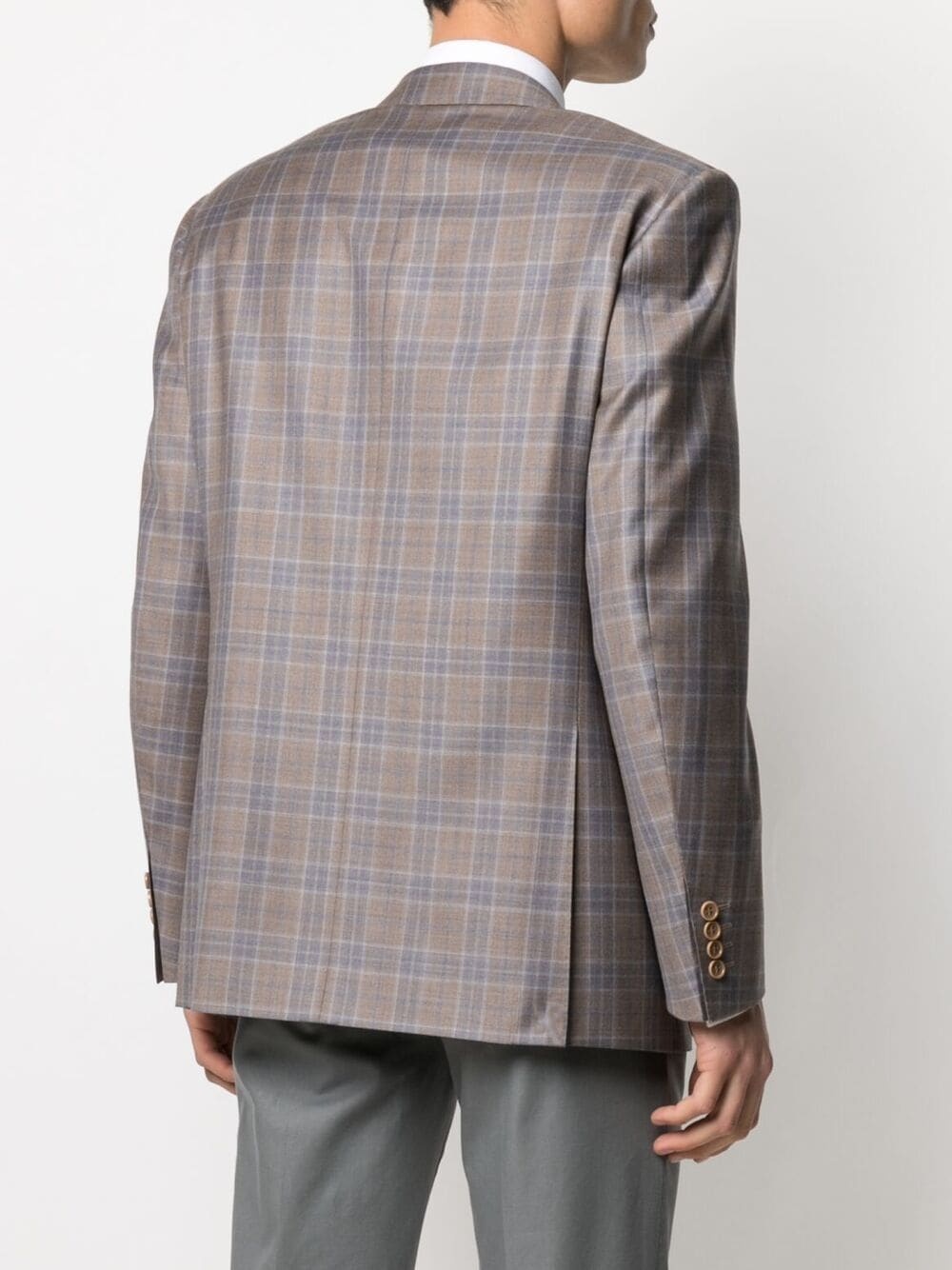 checked single-breasted blazer - 4