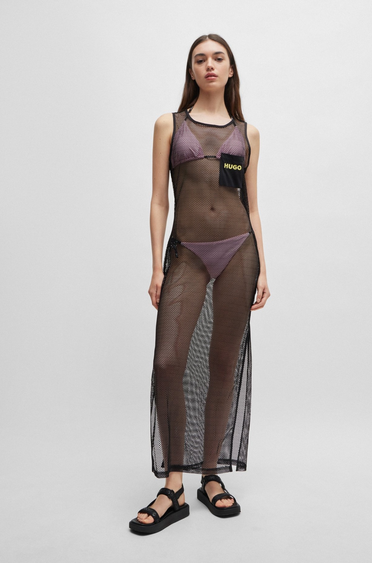 SLEEVELESS DRESS IN NET MESH WITH LOGO EMBROIDERY - 2