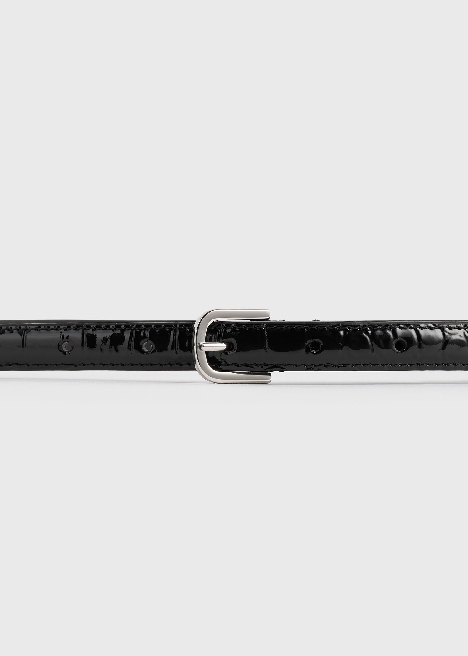 Thin croco-embossed belt black - 3