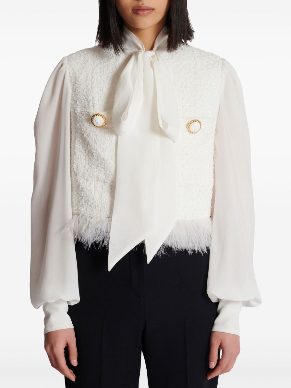 panelled tweed jacket - 5
