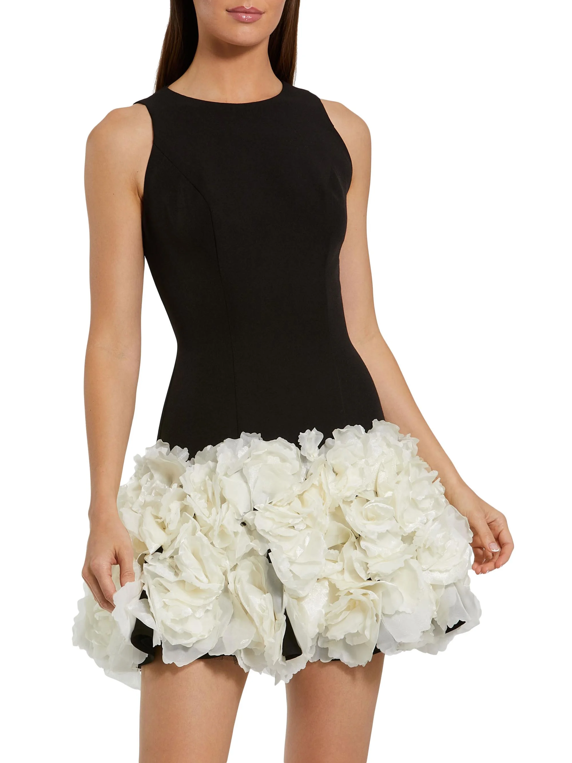 Women's Floral-Appliquéd Crepe Minidress - Black Cream - 1