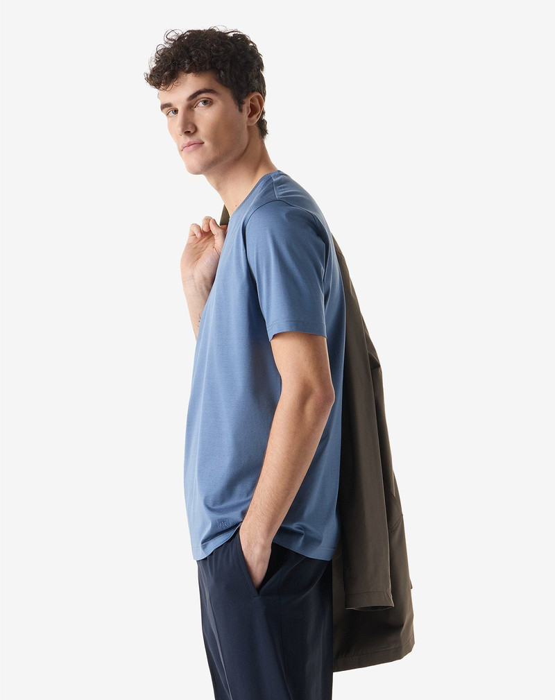 CORNELIANI Blue crew neck pure cotton t-shirt outlook