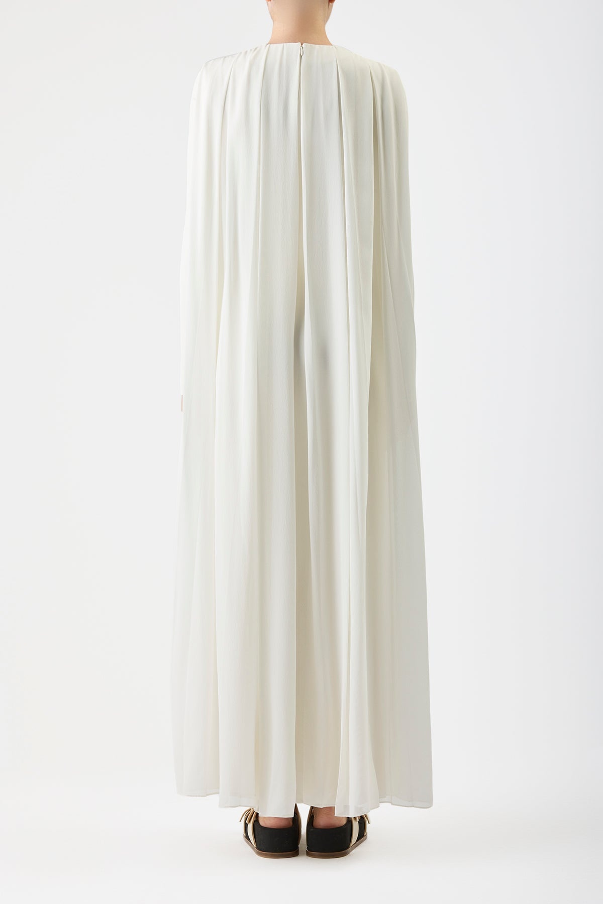 Carlota Draped Gown in Silk Wool Cady - 5
